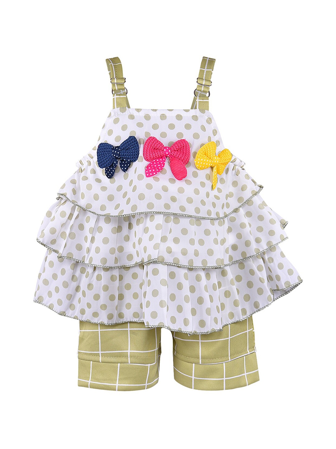 

Wish Karo Girls Green & White Printed Top with Shorts