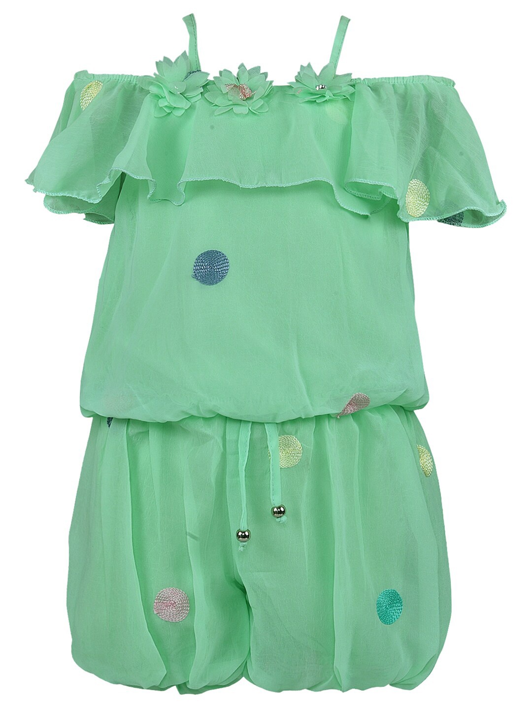 

Wish Karo Girls Green & Blue Printed Top with Shorts