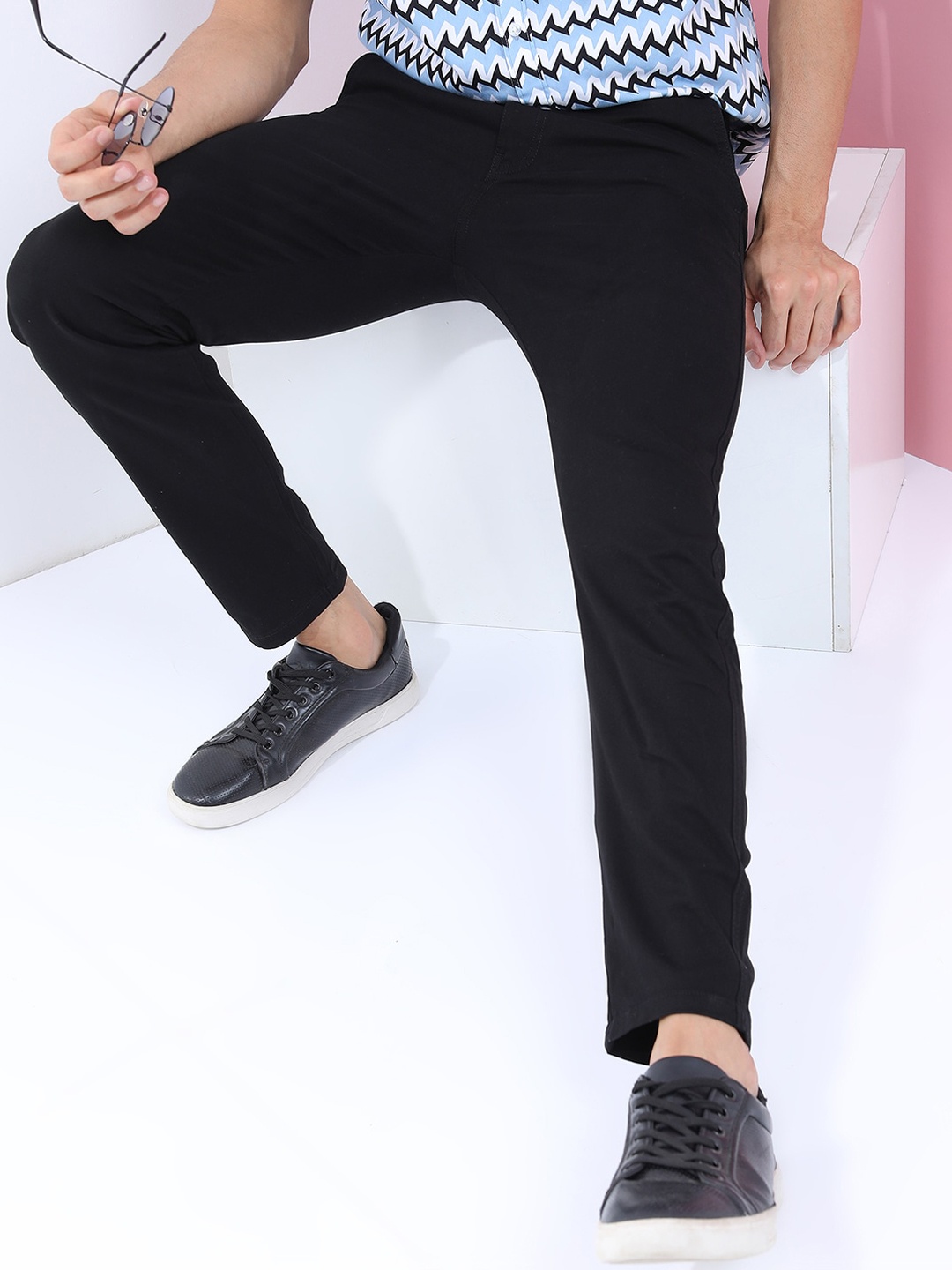 

HIGHLANDER Men Black Slim Fit Trousers