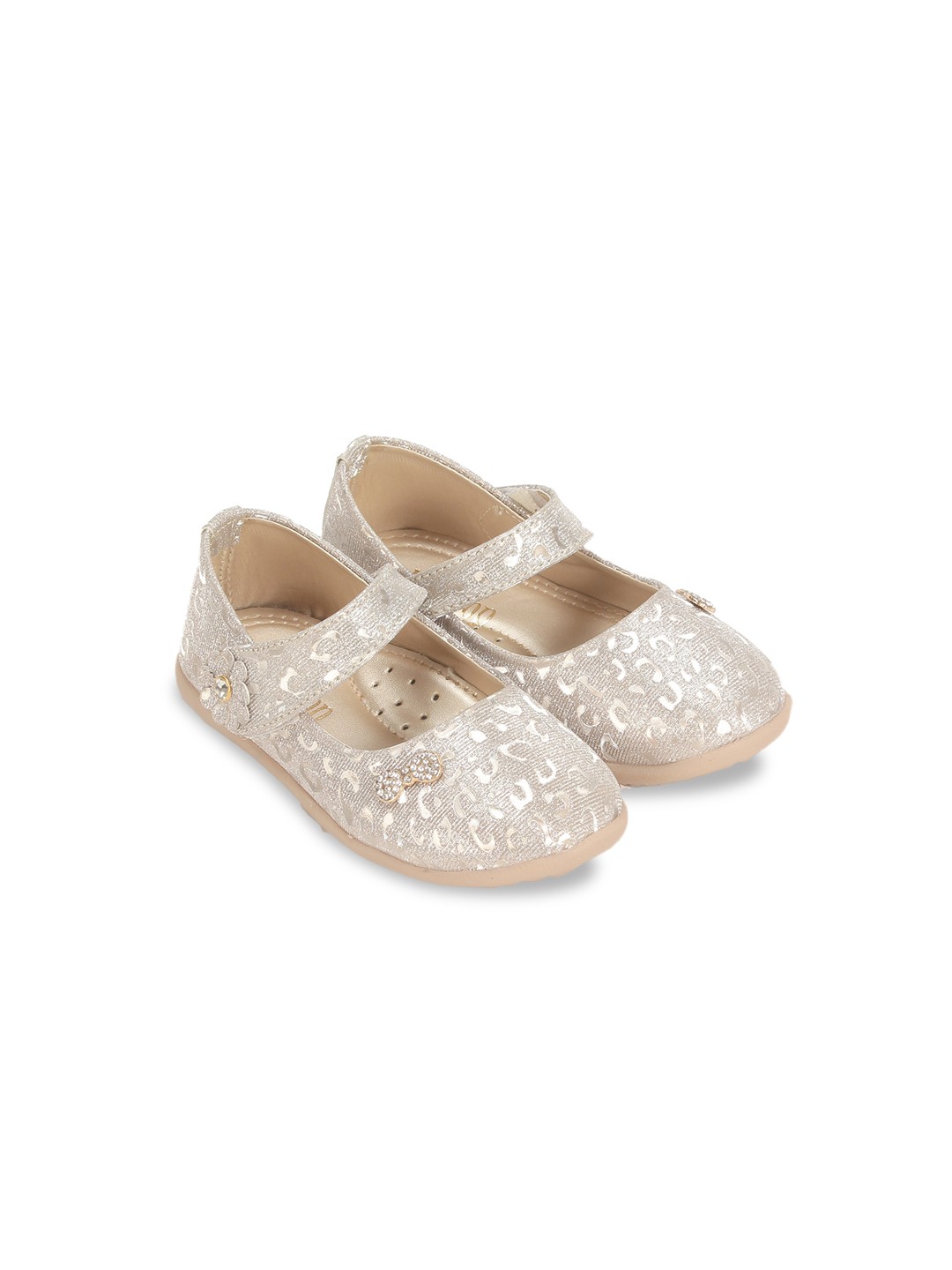 

Lil Lollipop Girls Silver-Toned Printed Ballerinas Flats
