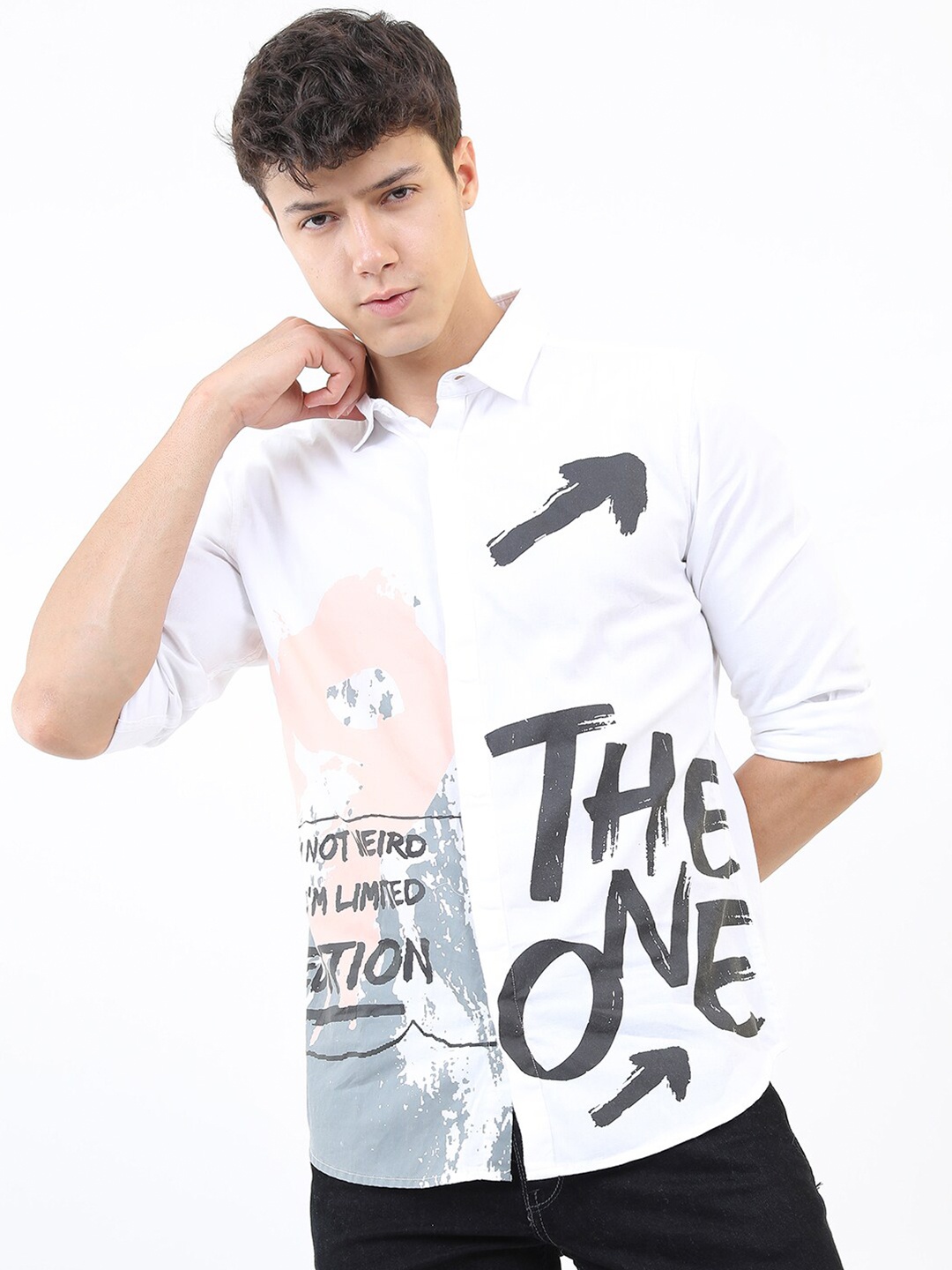

KETCH Men White Slim Fit Printed Cotton Casual Shirt