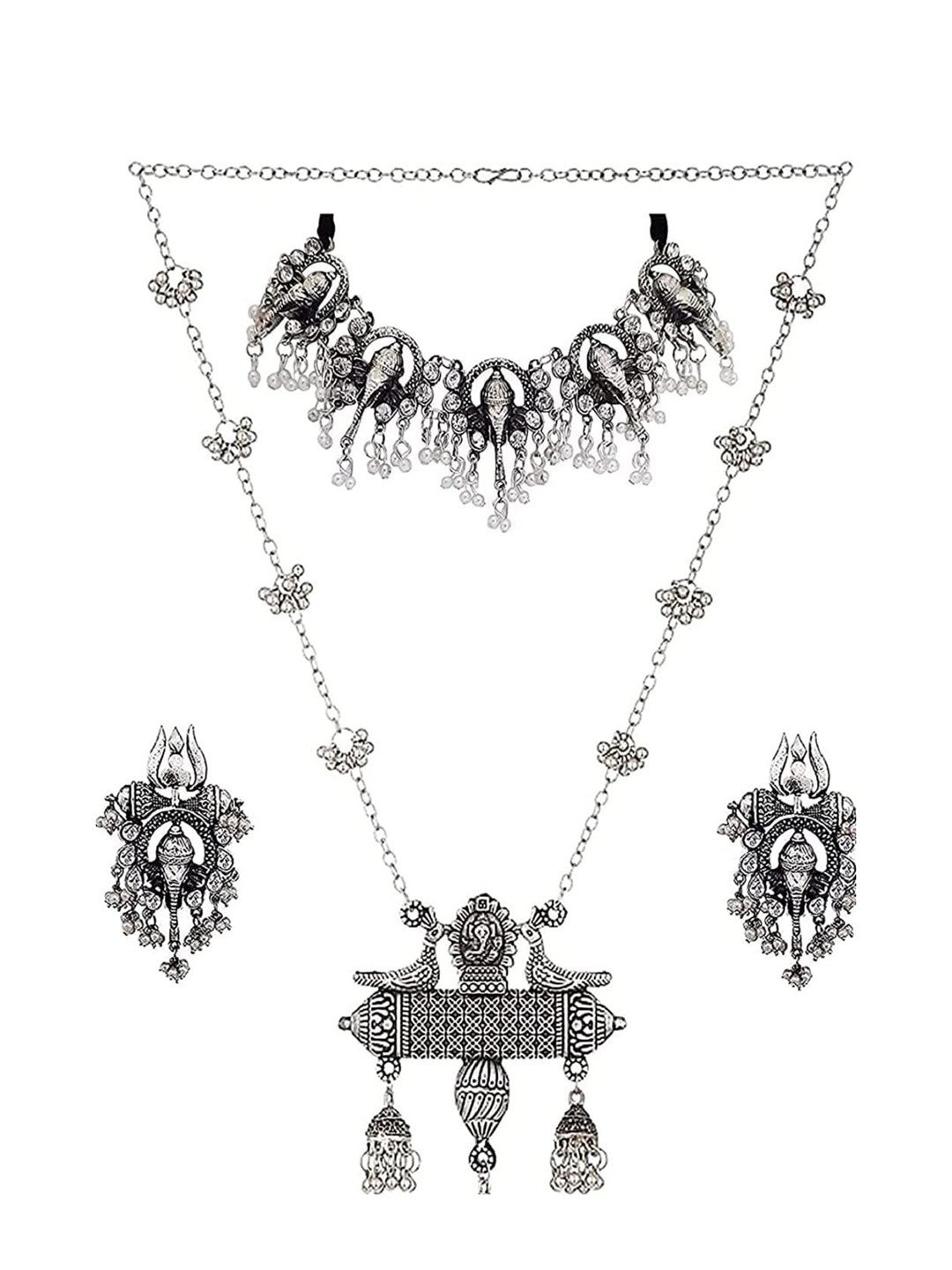 

Krelin Oxidised Pack Of 2 Brass-Plated Silver Beaded Jewellery Set