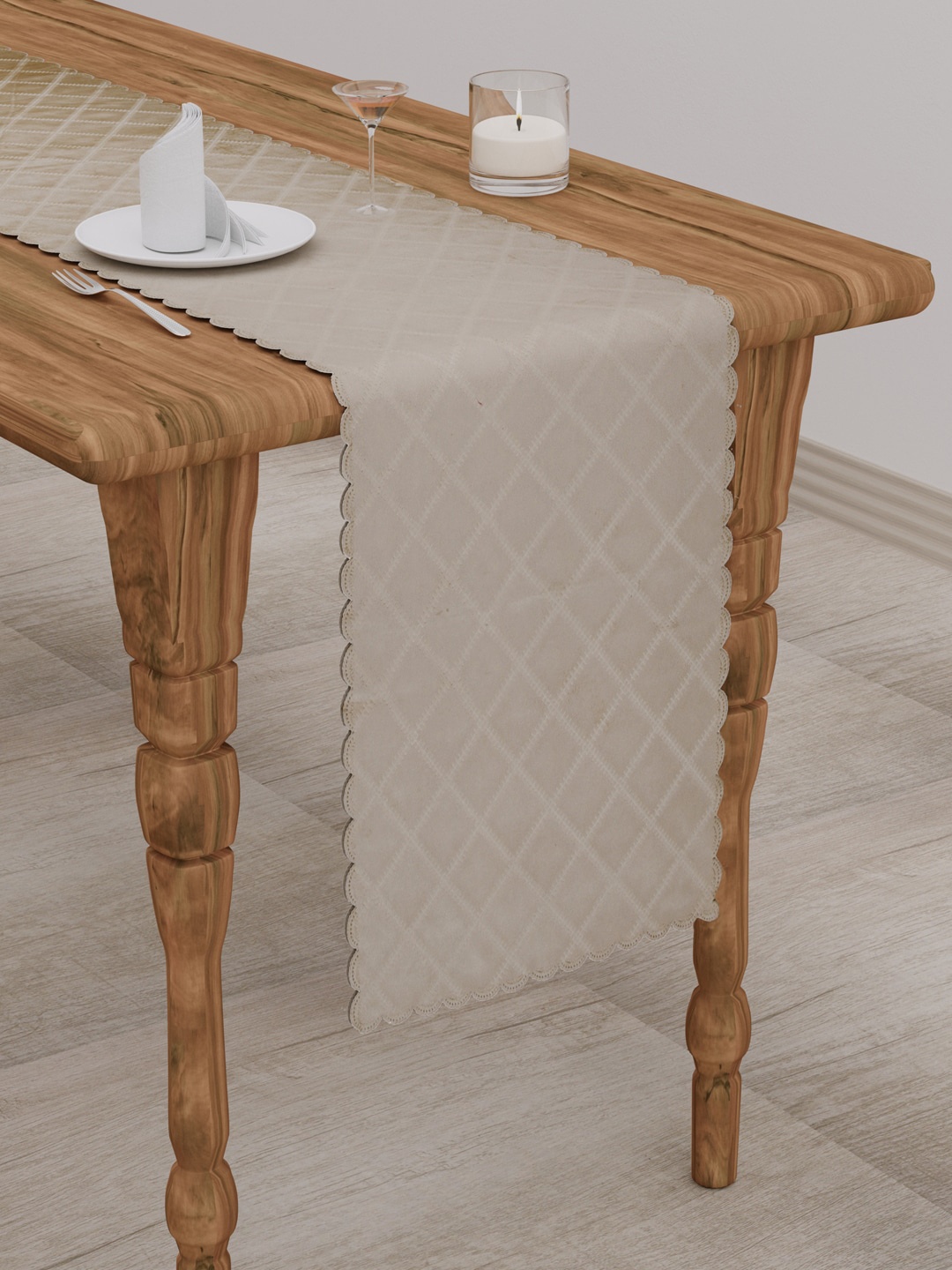 

Clasiko Beige Checked Cotton Table Runners