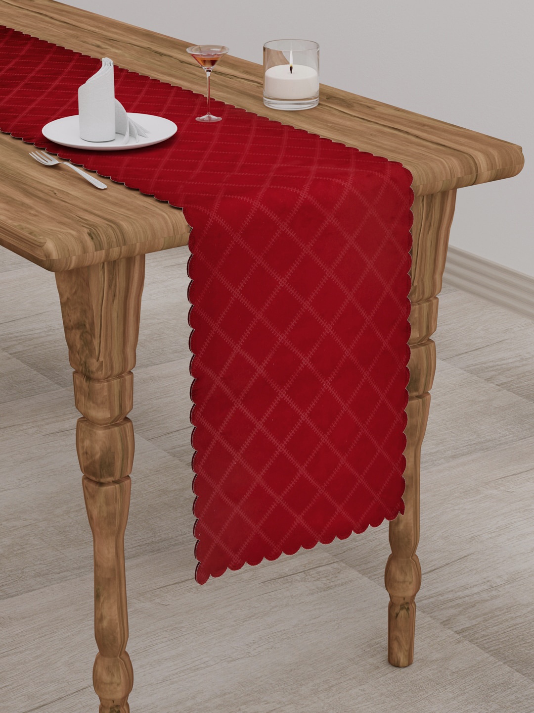 

Clasiko Maroon Checked 300 TC Table Runners