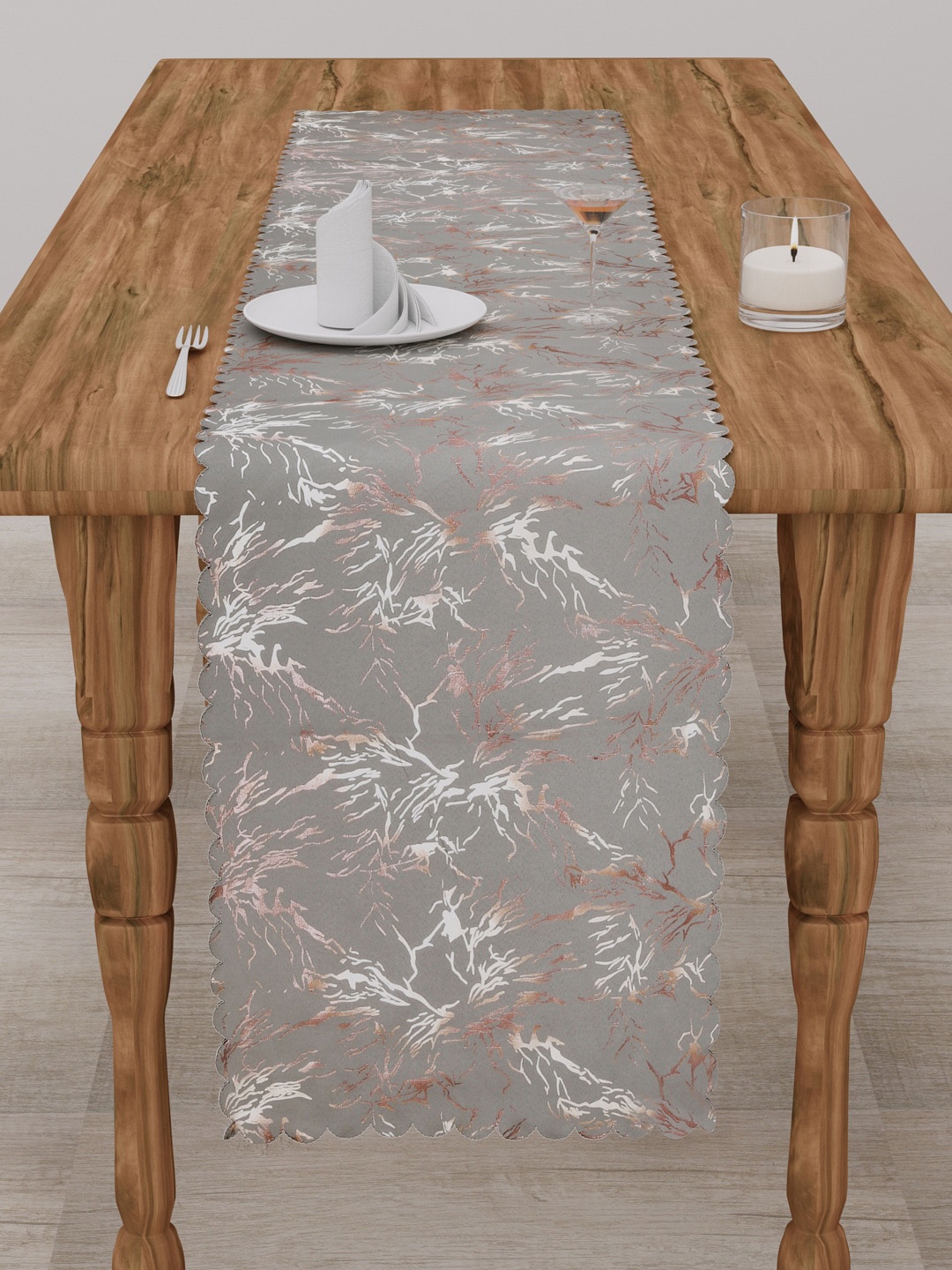 

Clasiko Grey & White Printed 300 TC Cotton Table Runners