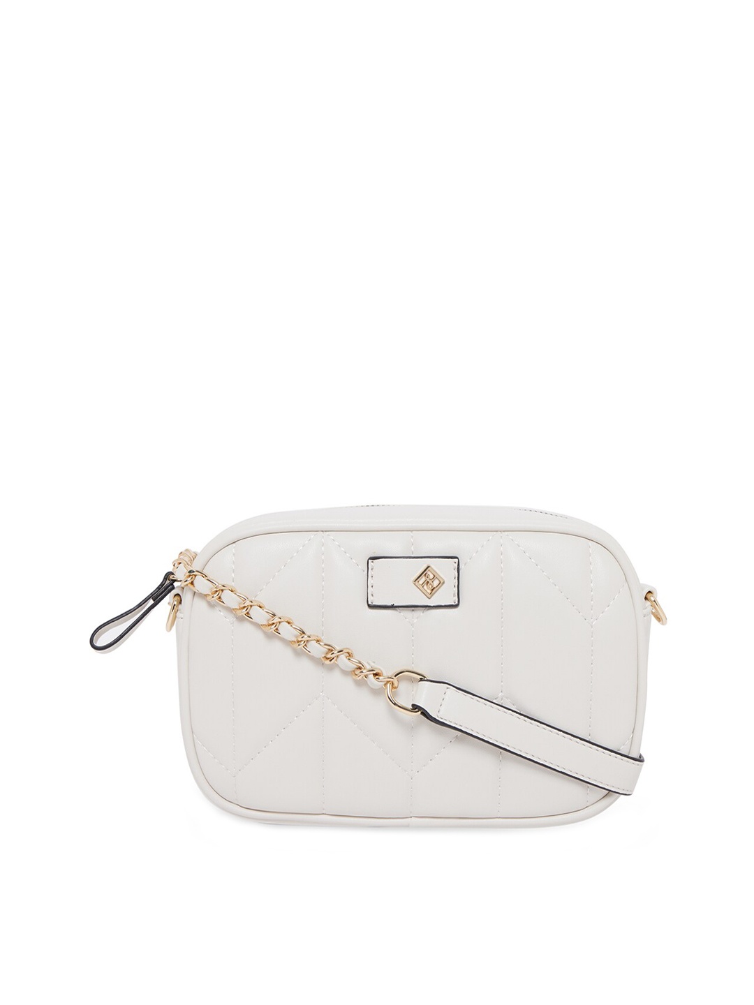 

Call It Spring Cream-Coloured Structured Sling Bag with Quilted