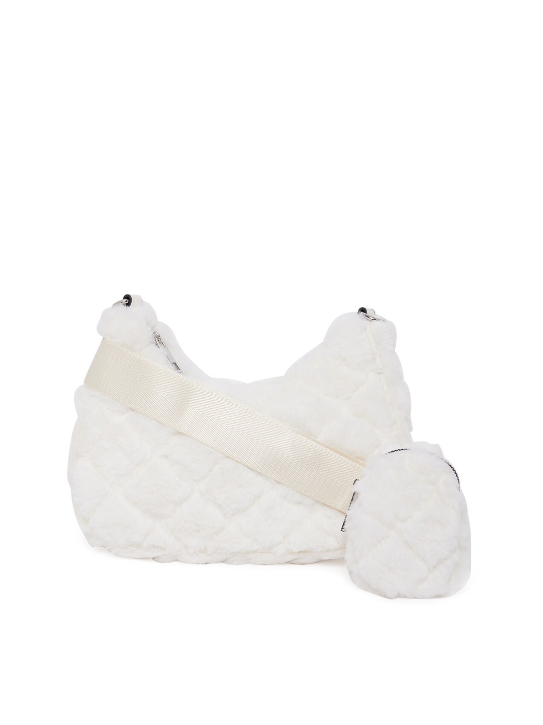 

Call It Spring Cream-Coloured Half Moon Hobo Bag with Quilted