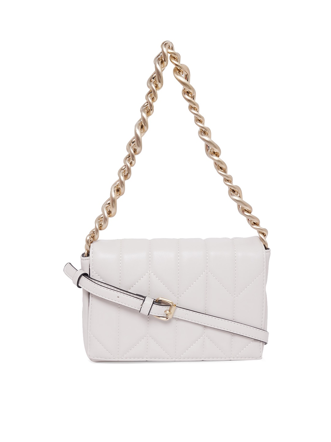 

Call It Spring White Embellished PU Oversized Bowling Sling Bag
