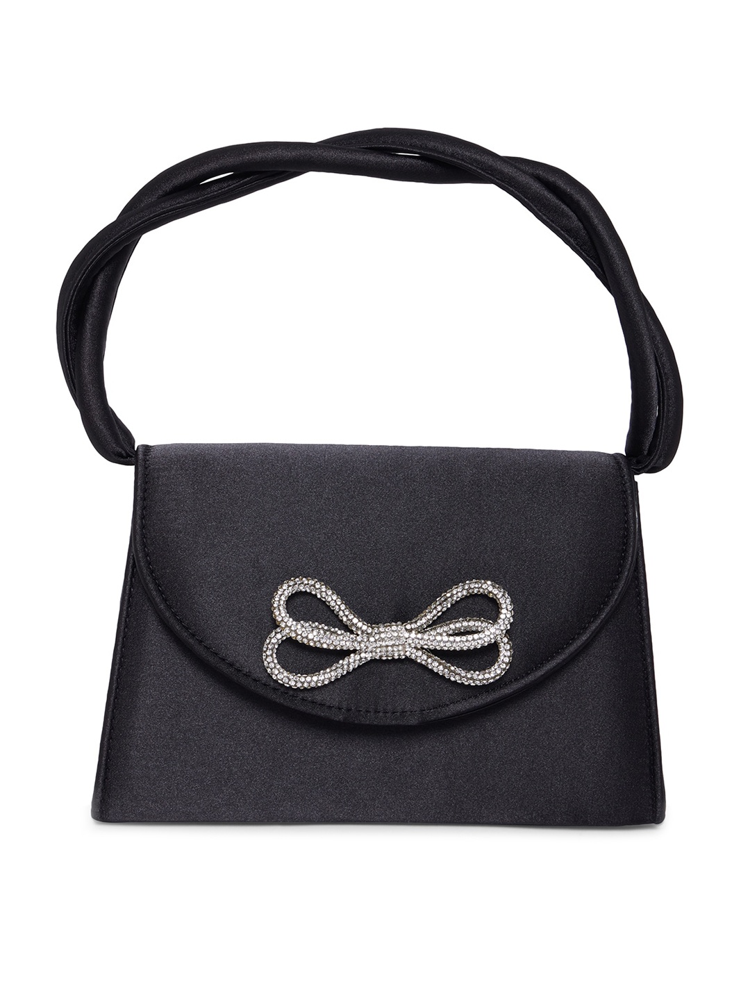 

Call It Spring Women Black Structured Handheld Bag with Bow Detail