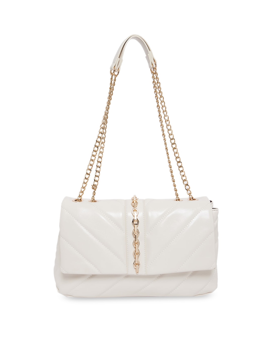 

Call It Spring Women Cream-Coloured Structured Shoulder Bag with Quilted