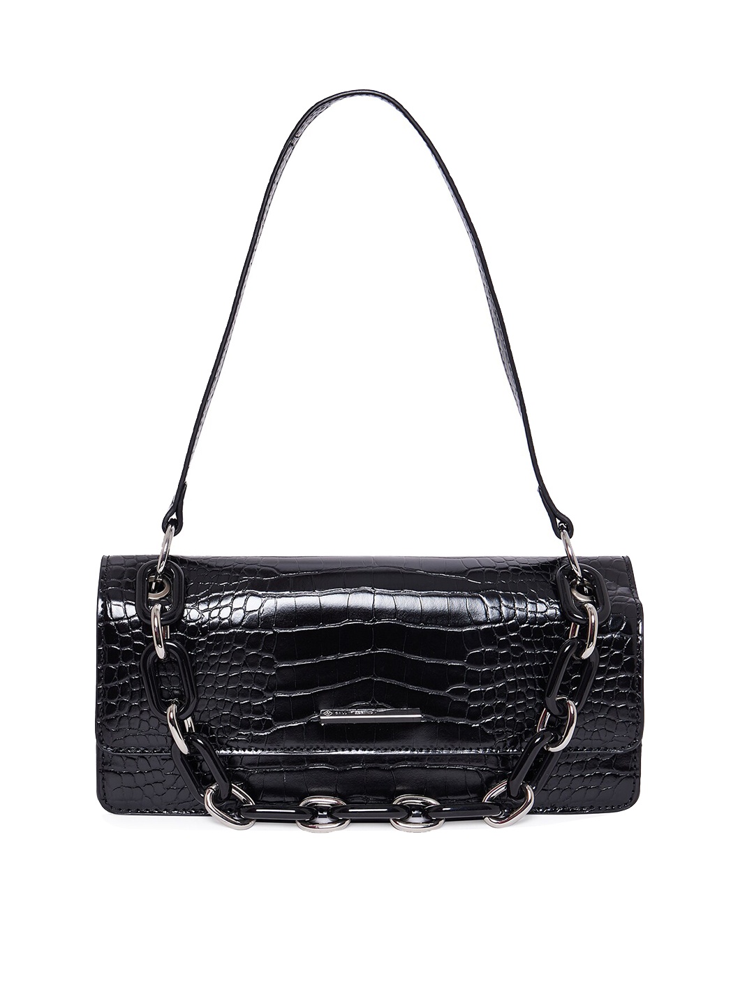 

Call It Spring Black Animal Textured PU Structured Sling Bag
