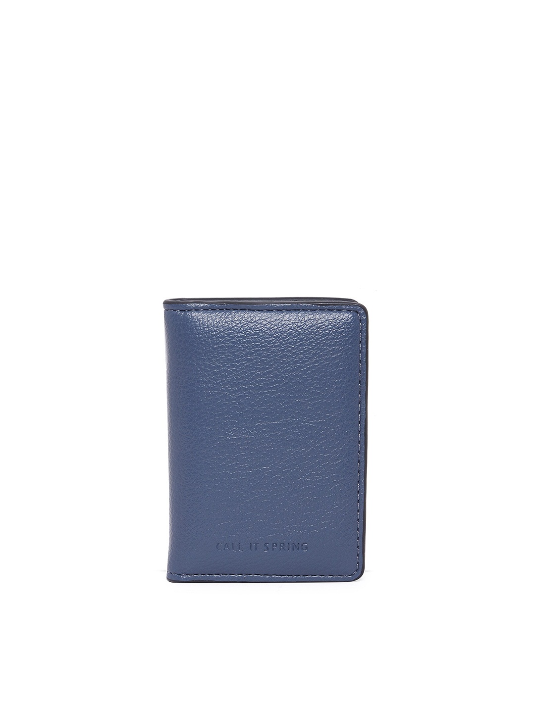 

Call It Spring Men Navy Blue Textured PU Two Fold Wallet