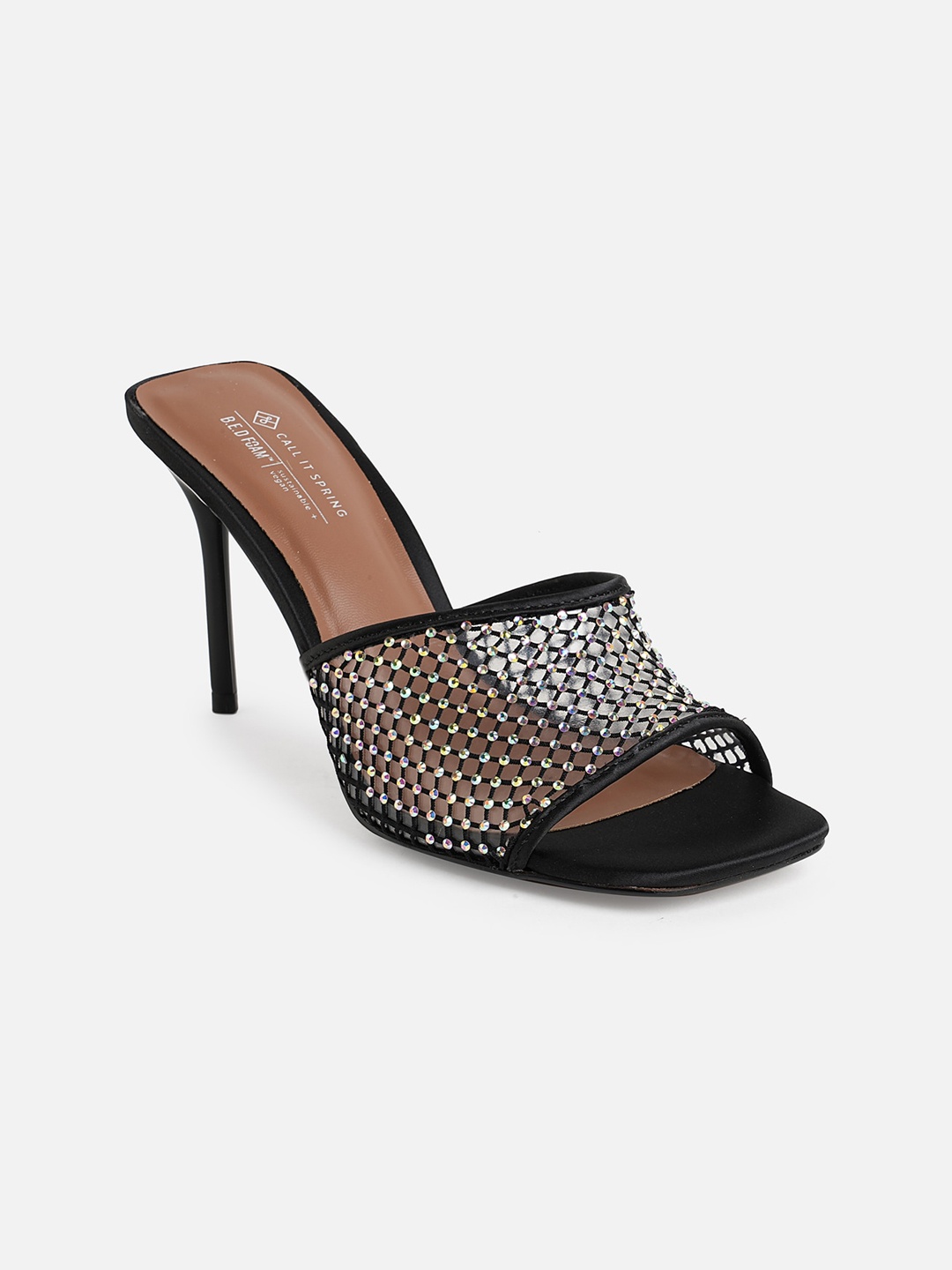 

Call It Spring Black Embellished Party Stiletto Mules