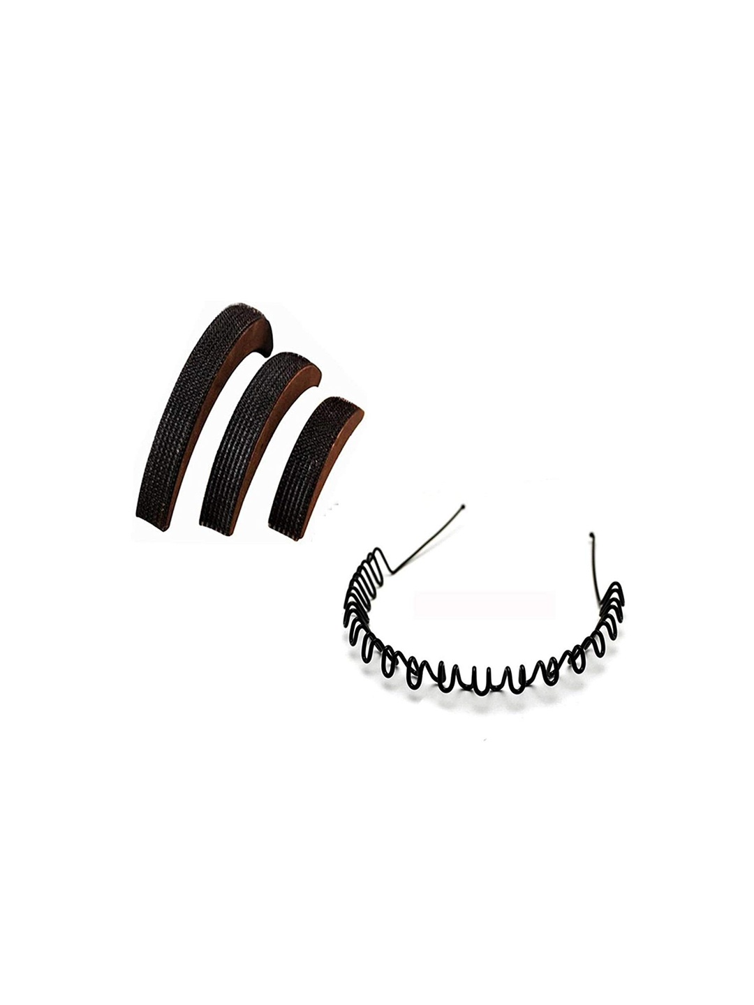 

CHANDERKASH Set Of 4 Puff Bump Extension with Metal Zig Zag Hair Band, Black