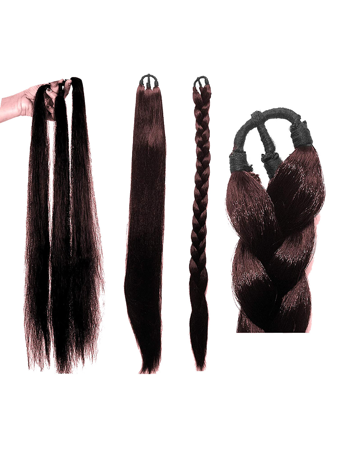 

CHANDERKASH 5-Clips Based Straight & Curly Hair Extension - Brown 24 Inches