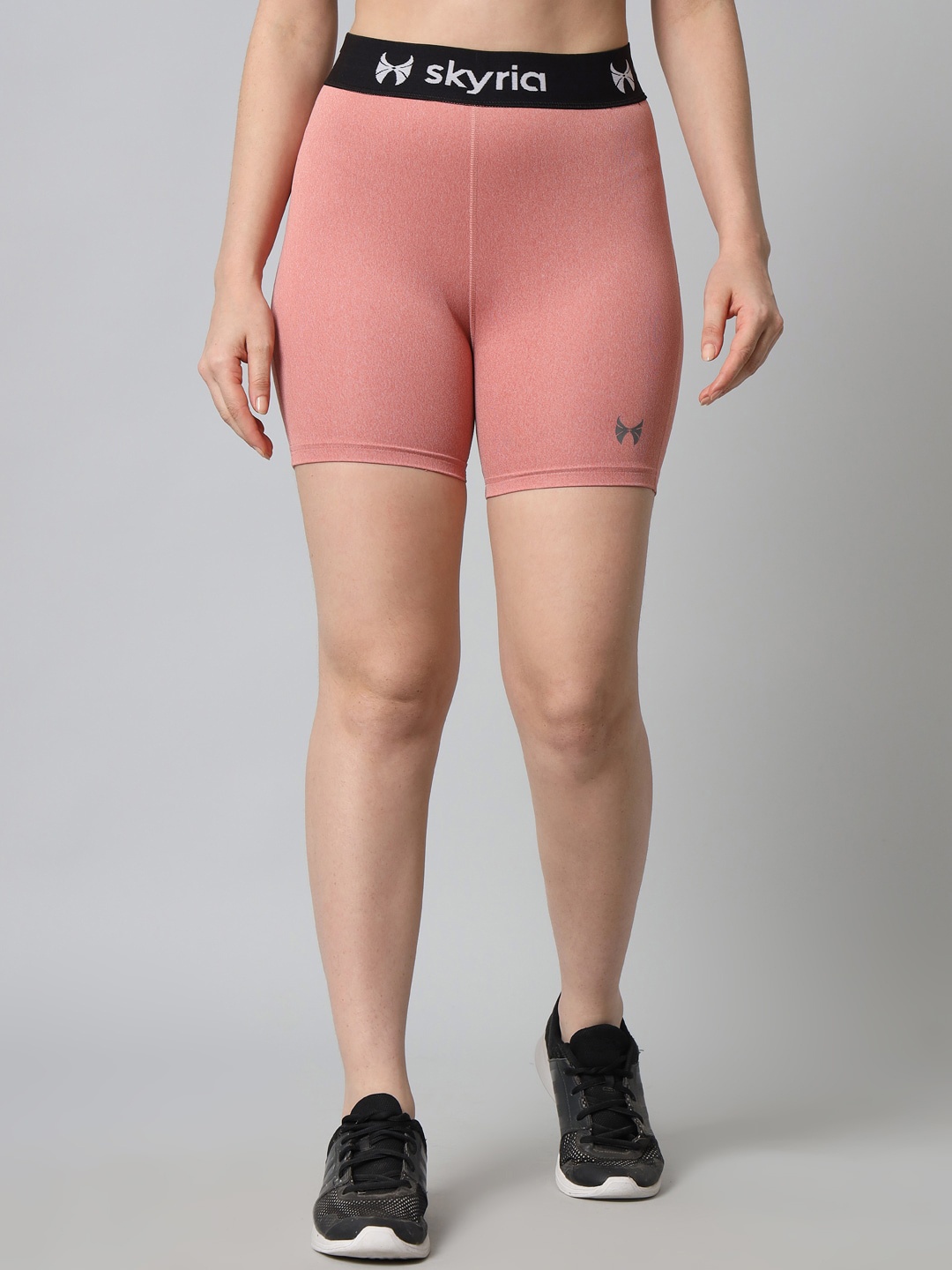 

skyria Women Pink Slim Fit High-Rise Training or Gym Sports Shorts