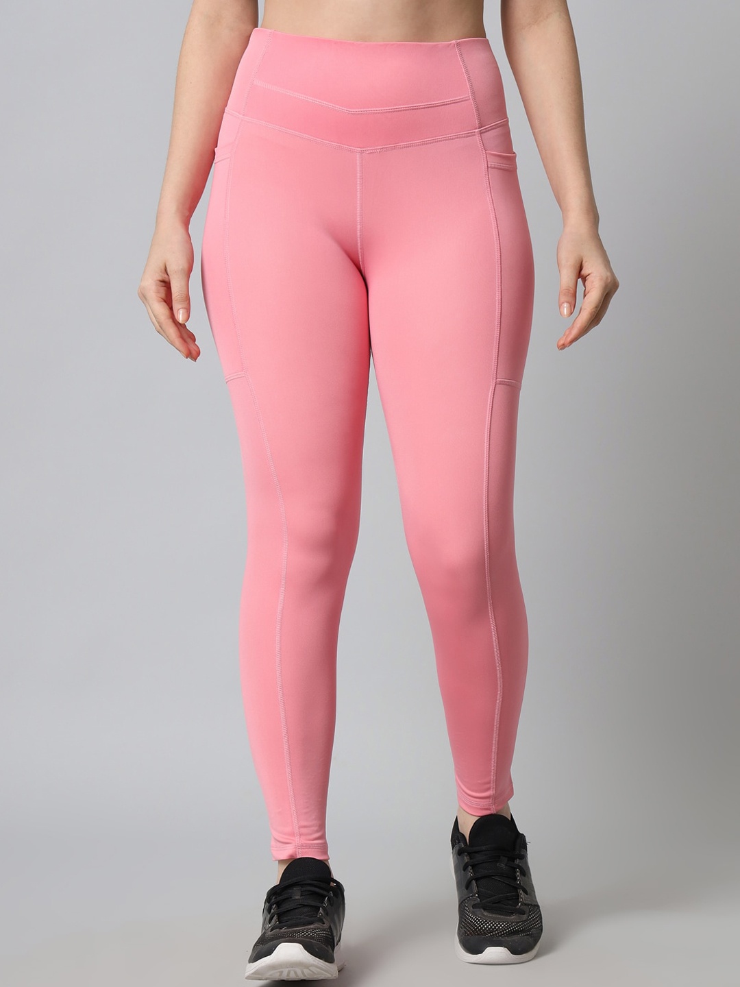 

skyria Women Pink Solid High Waist Ankle Length Leggings