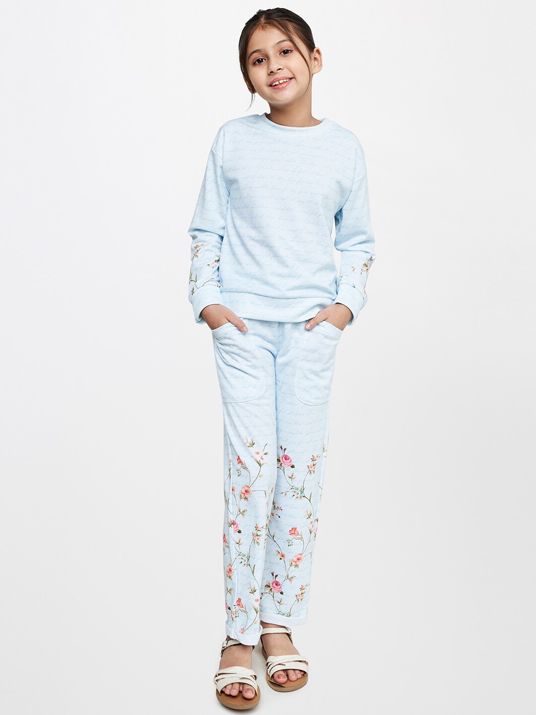 

AND Girls Blue & Pink Printed T-shirt with Pyjamas