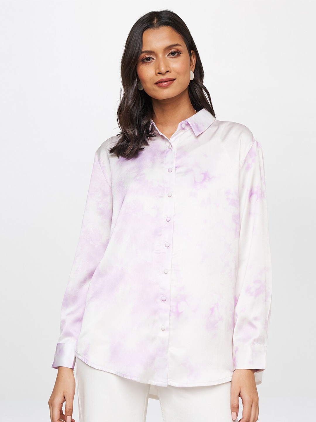 

AND Pink Floral Shirt Style Longline Top