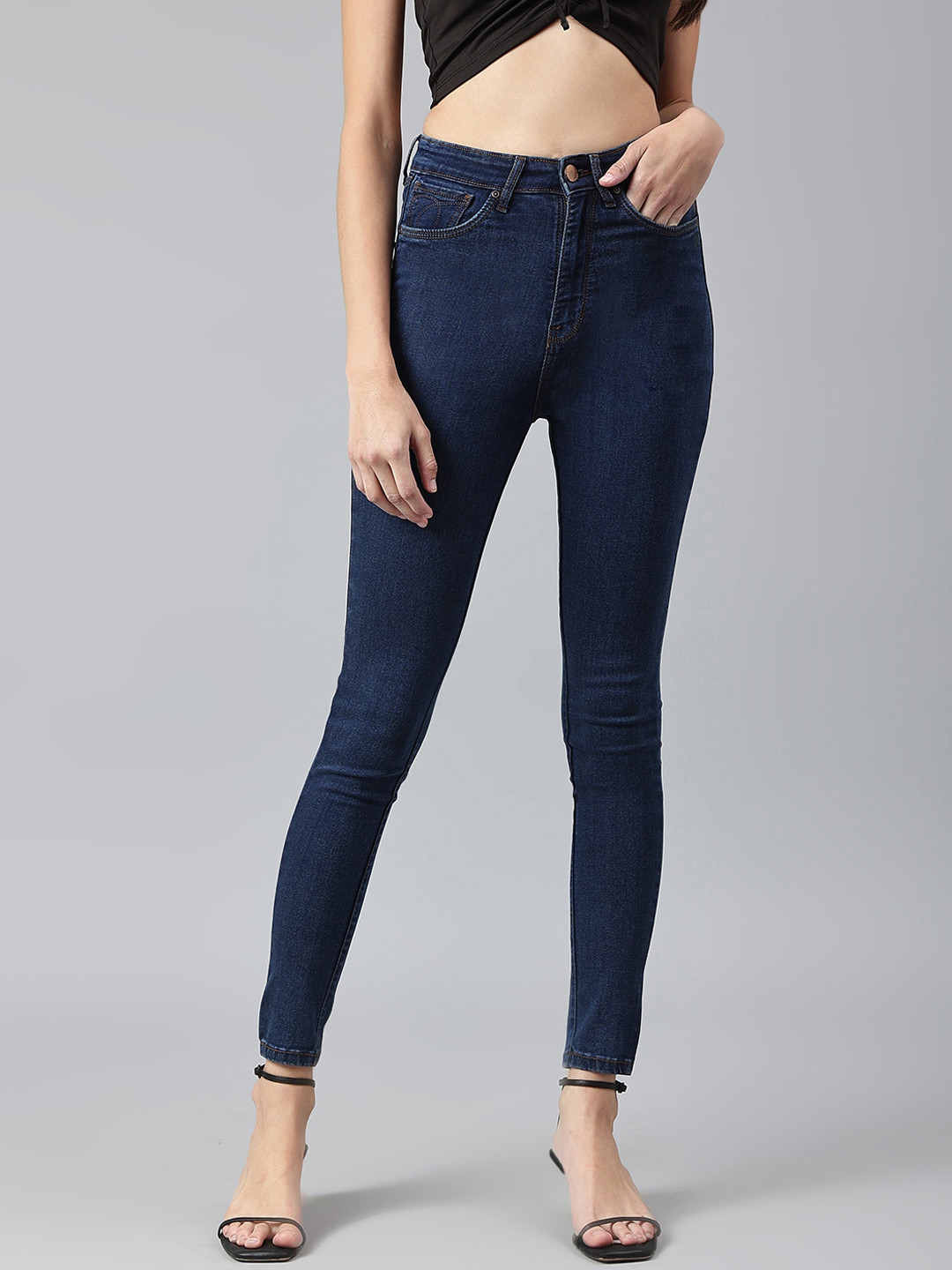 

Xpose Women Blue Comfort Slim Fit High-Rise Clean Look Stretchable Jeans