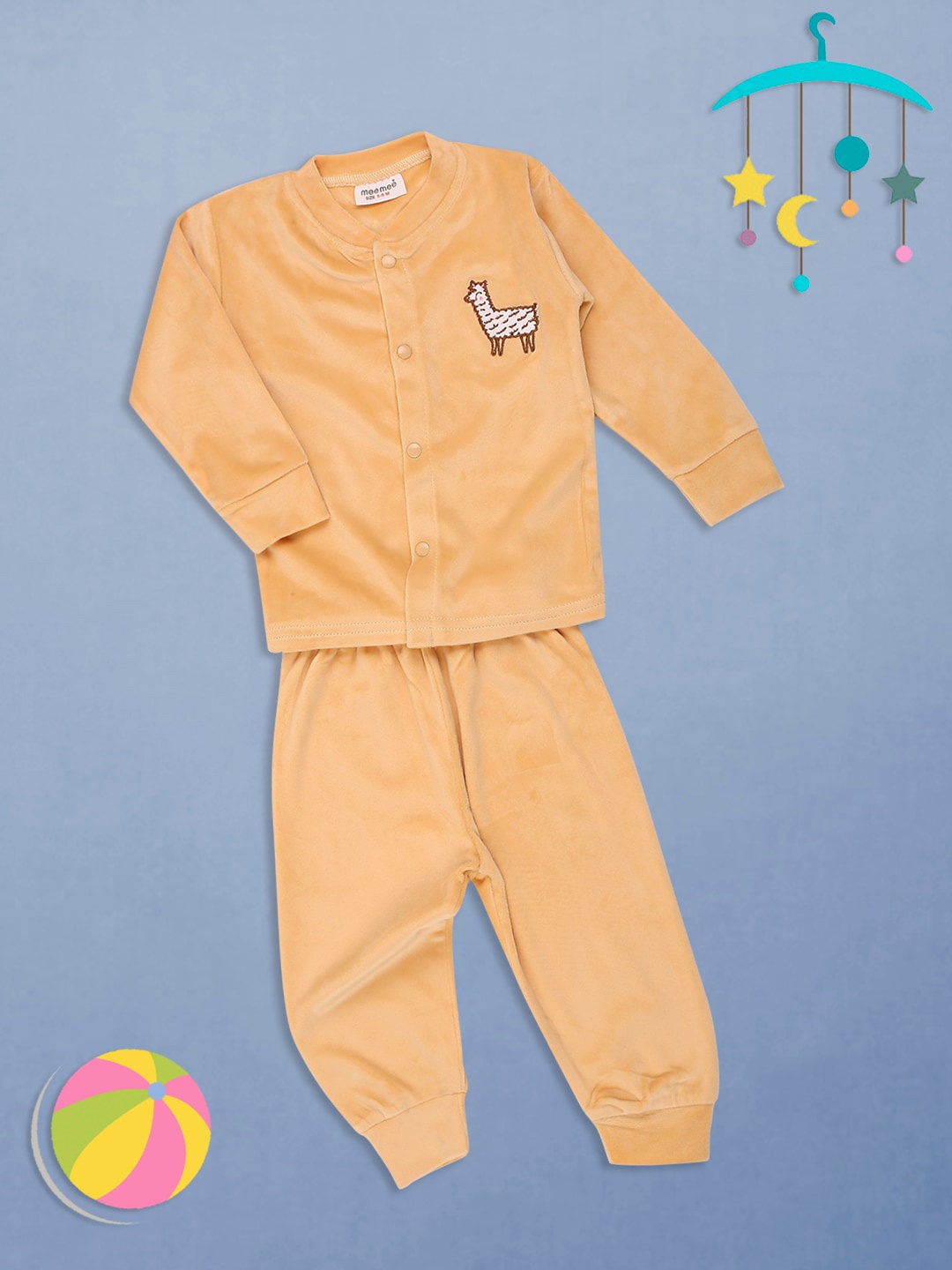 

MeeMee Kids Beige Solid Regular-Fit Tracksuit