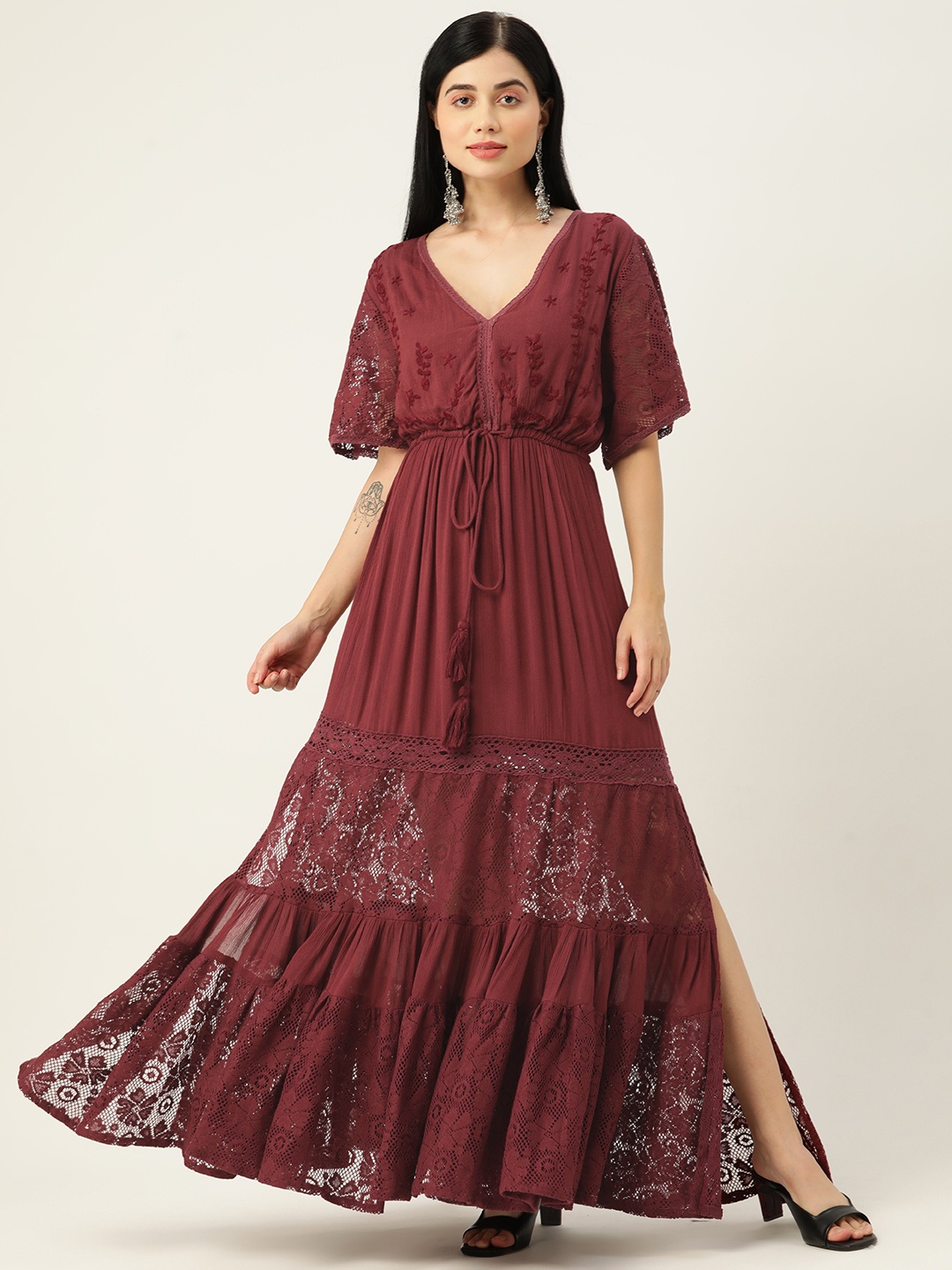 

RangDeep Women Maroon Fit & Flare Maxi Dress