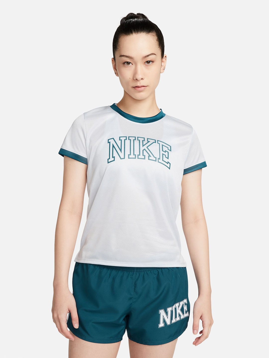 

Nike Blue Brand Logo Print Dri-FIT Swoosh Running Top