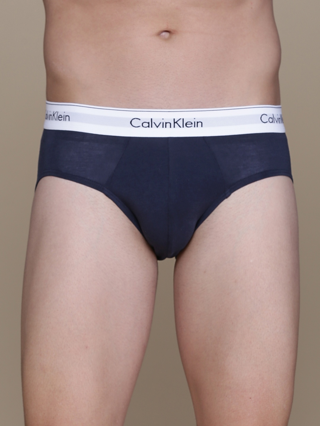 

Calvin Klein Underwear Men Navy Blue Solid Low-Rise Knitted Hipster Briefs