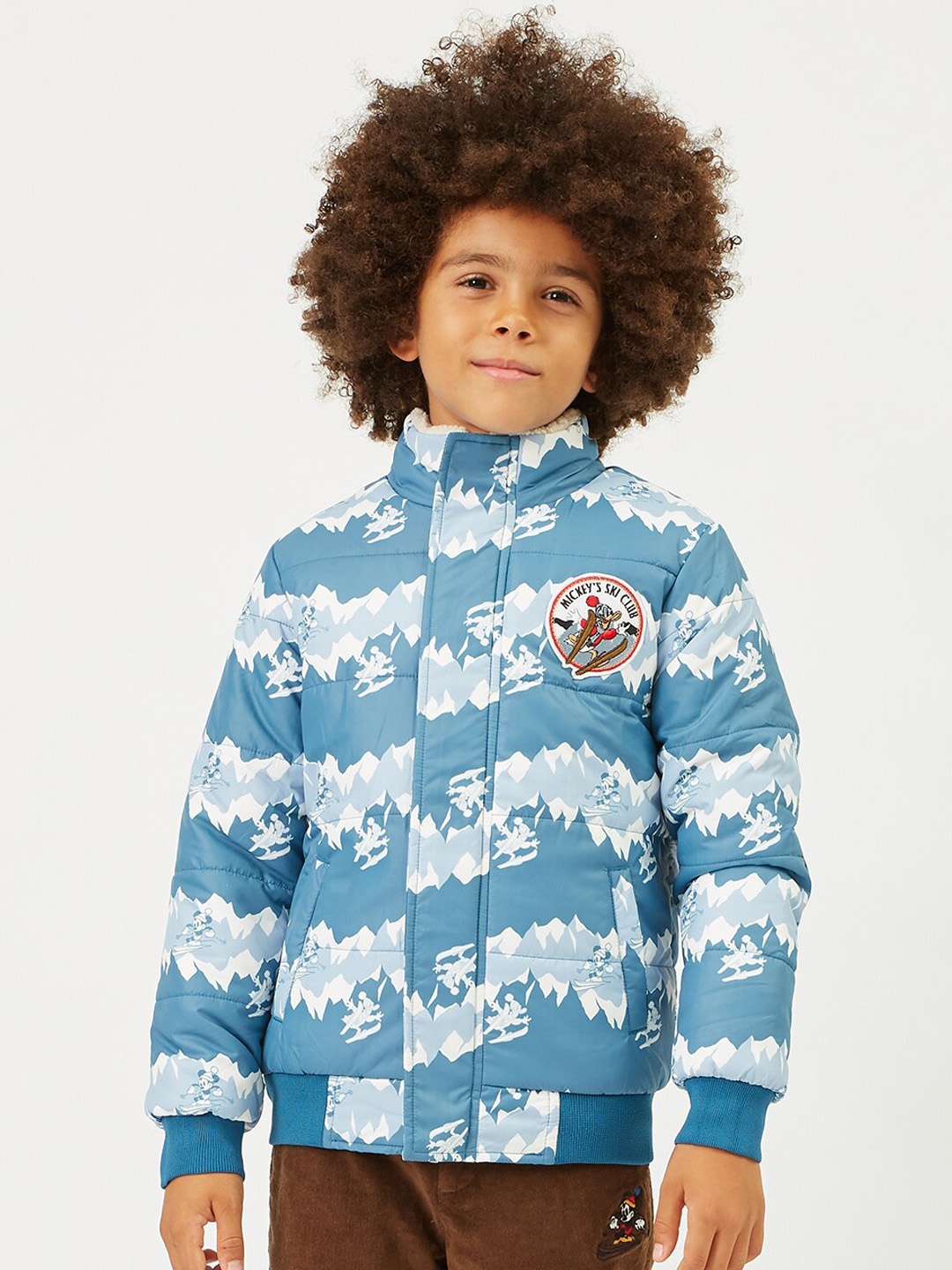 

One Friday Boys Blue Printed Bomber Jacket