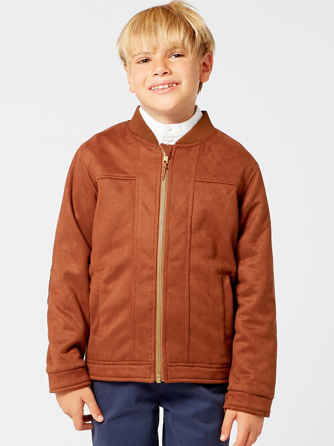 

One Friday Boys Brown Solid Bomber Jacket