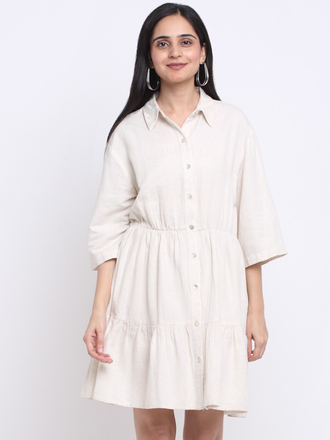 

SiaVira Women Off White Shirt Dress