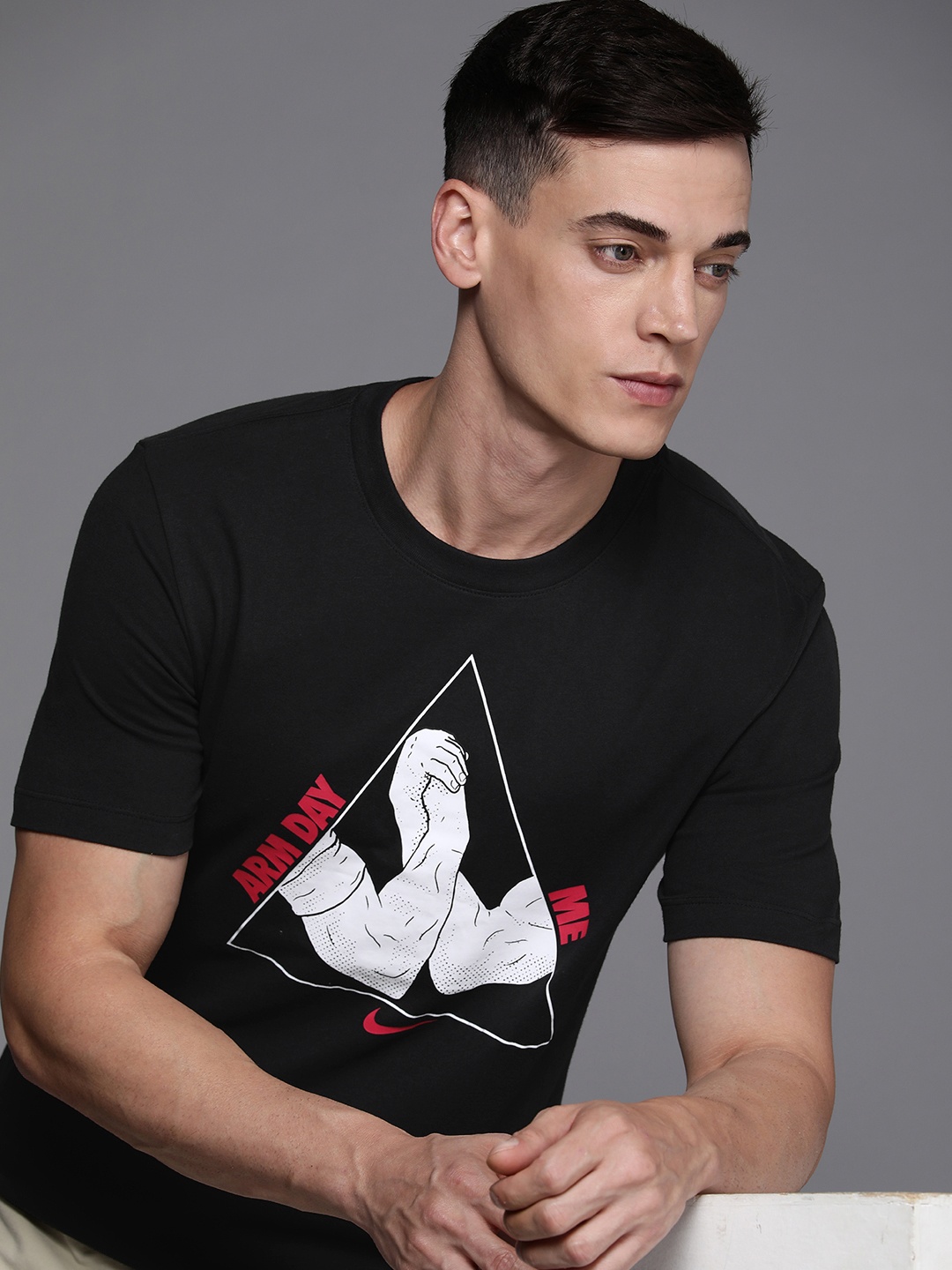 

Nike Men Black Graphic Printed Dri-FIT T-shirt
