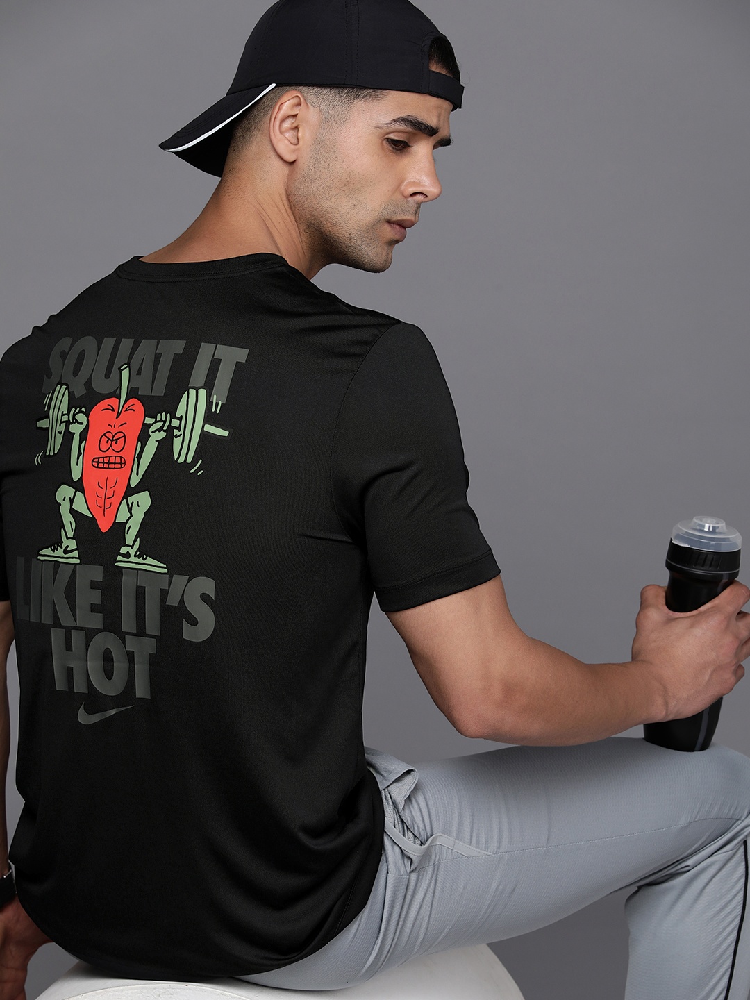 

Nike Men Black RLGD HUMOR Printed Dri-FIT Training T-shirt