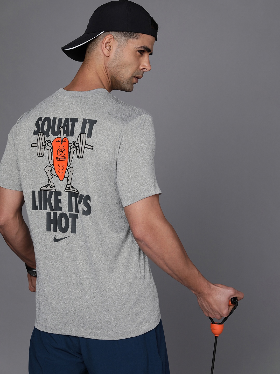 

Nike Men Grey RLGD HUMOR Printed Dri-FIT Training T-shirt