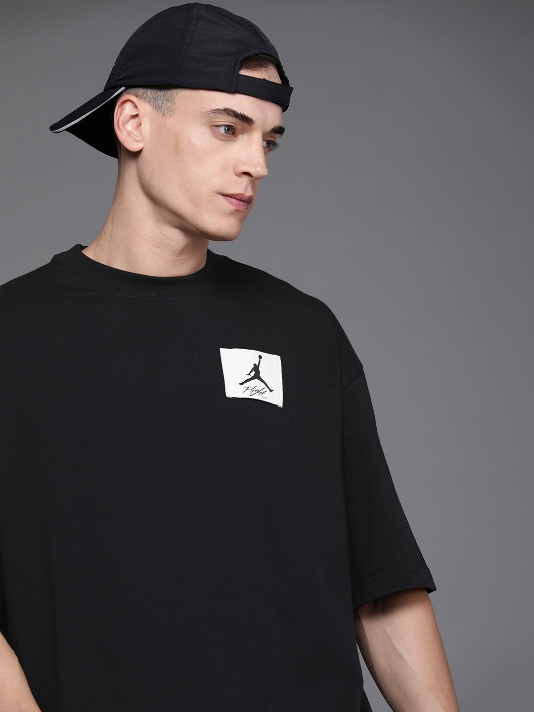 

Nike Men Black Solid Jordan Flight Essentials Oversized Fit T-shirt