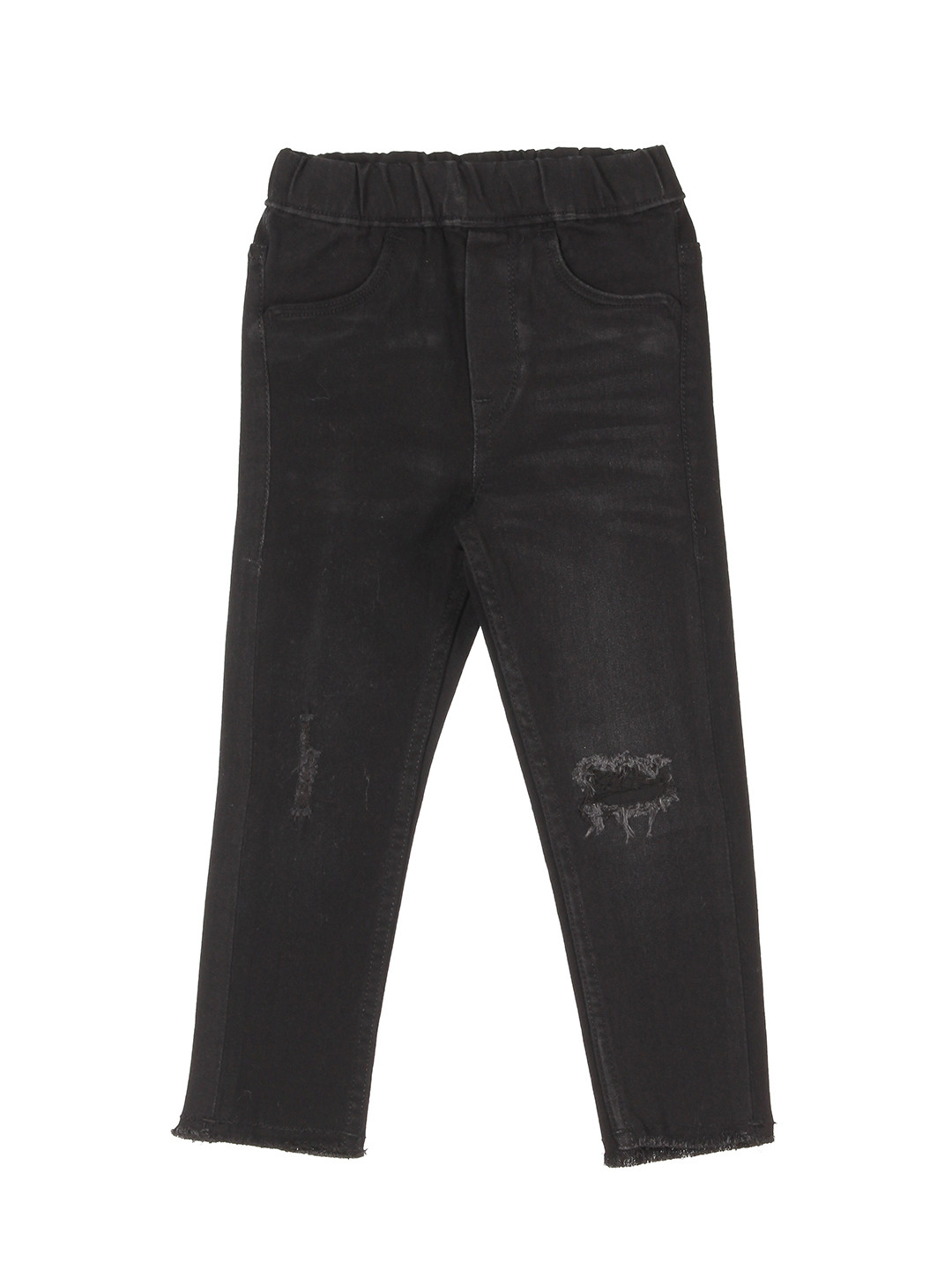 

Lil Lollipop Girls Black Slim Fit Mild Distressed Denim Joggers