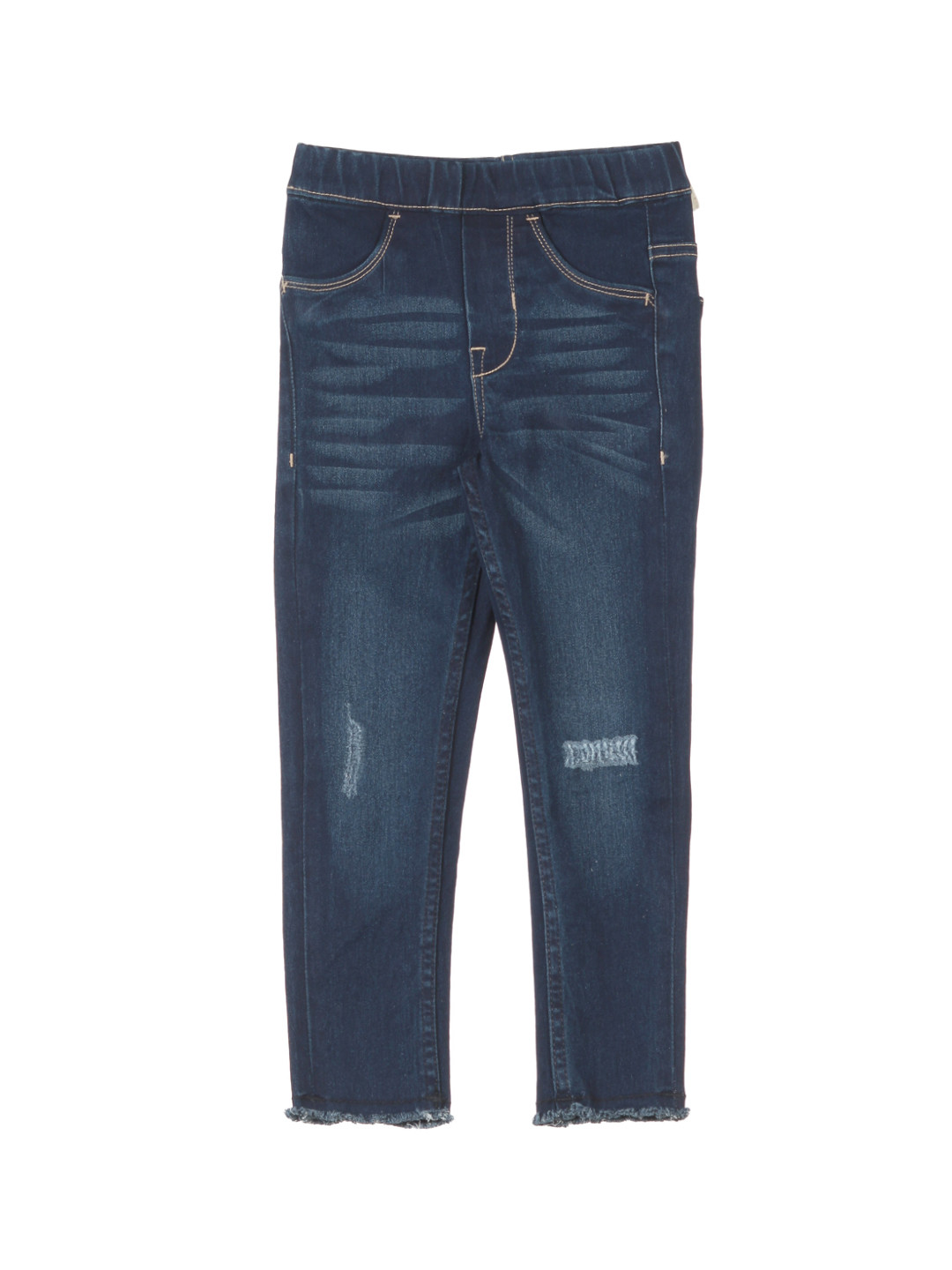 

Lil Lollipop Girls Navy Blue Slim Fit Mild Distressed Denim Joggers