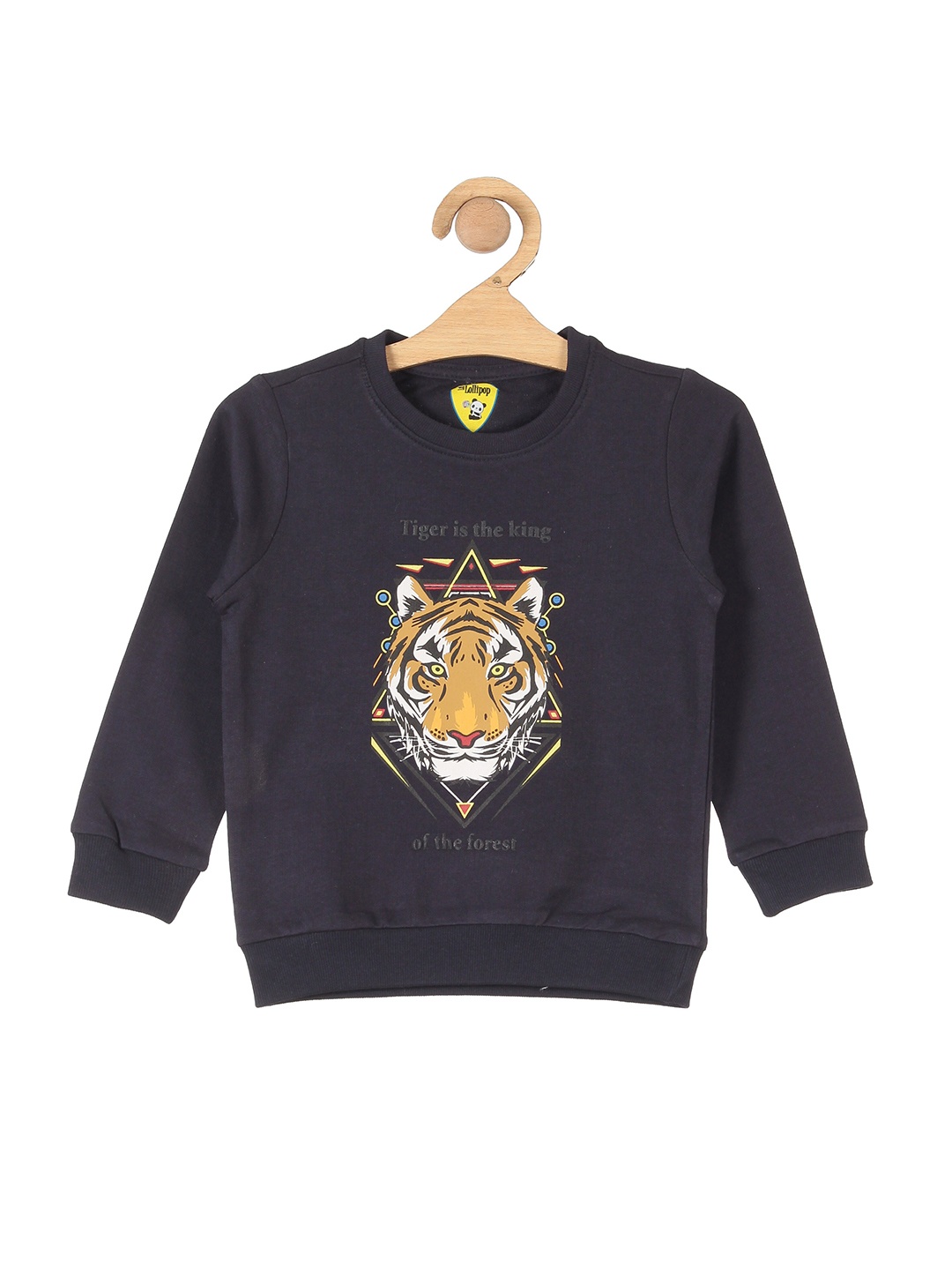 

Lil Lollipop Unisex Kids Navy Blue Cotton Graphic Printed Sweatshirt