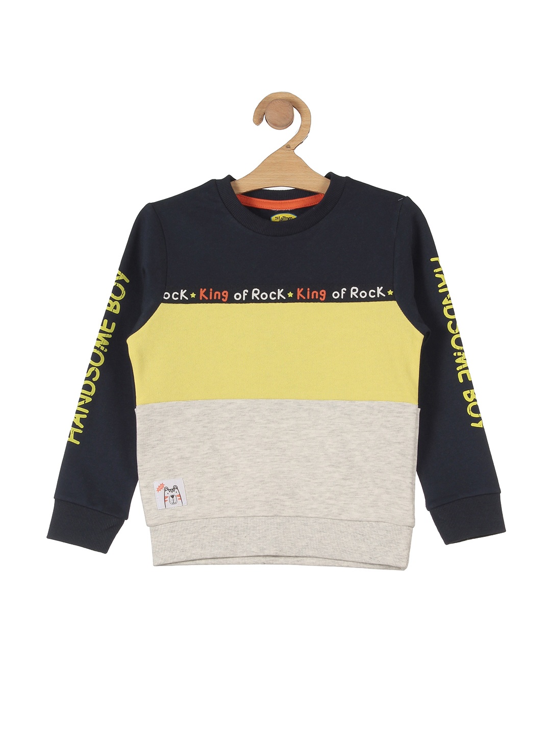 

Lil Lollipop Unisex Kids Navy Blue Colourblocked Fleece Sweatshirt