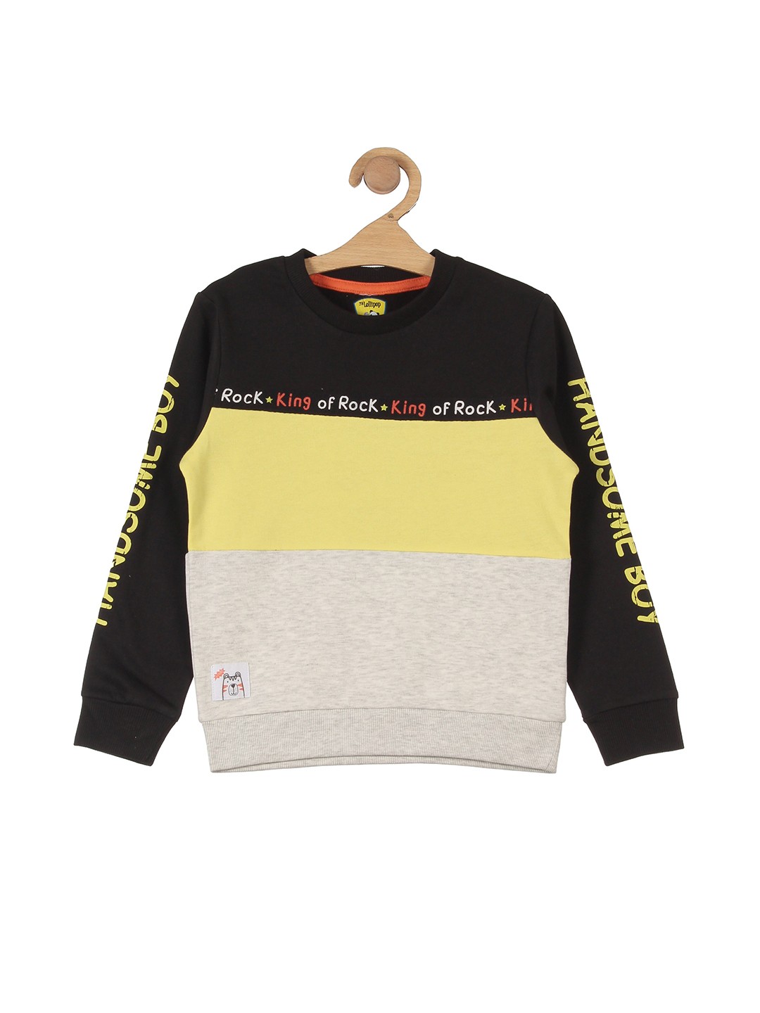 

Lil Lollipop Unisex Kids Black & Cream-Coloured Colourblocked Sweatshirt