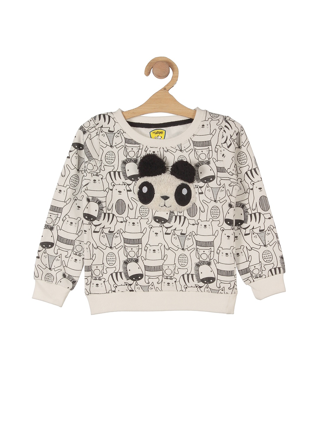 

Lil Lollipop Unisex Kids White & Black Animal Graphics Printed Sweatshirt