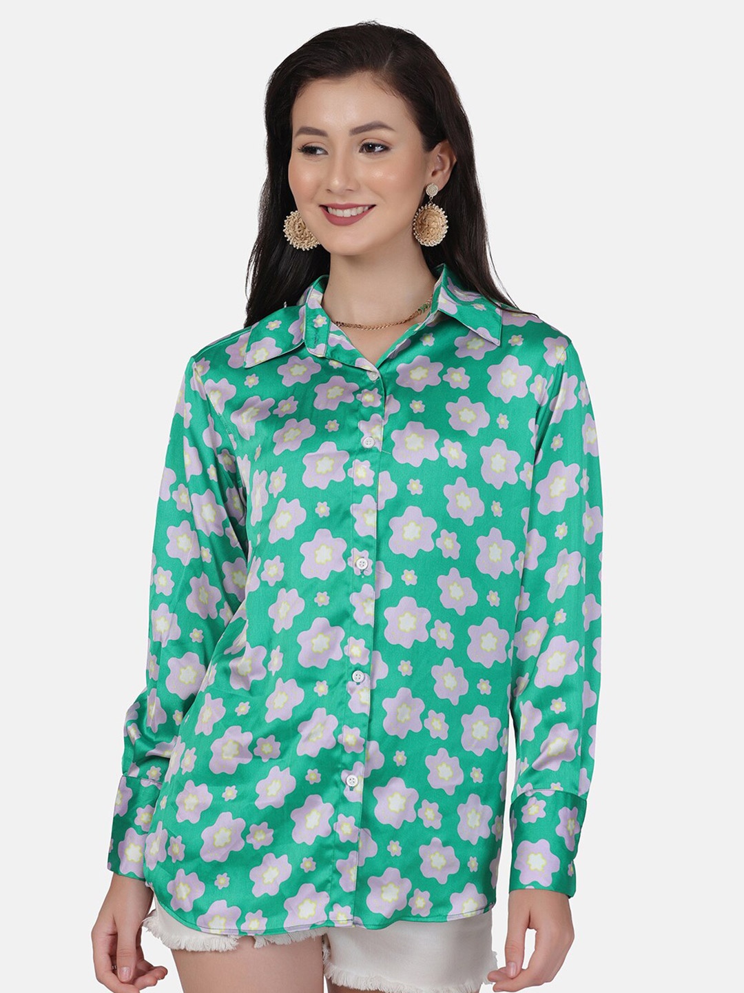 

SAKIA Women Green Floral Printed Casual Shirt
