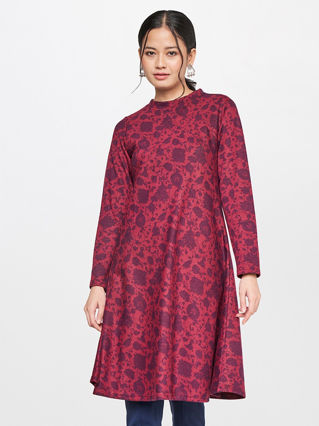 

Global Desi Women Red & Purple Printed Tunic