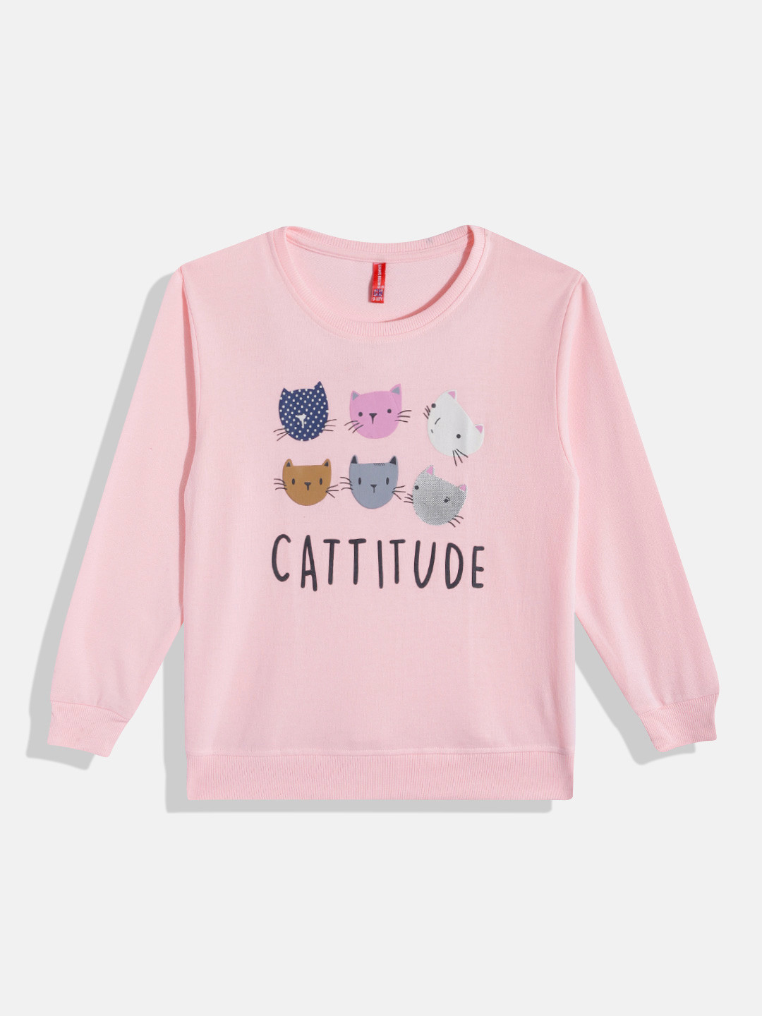 

GAME BEGINS Girls Conversational Printed Premium Cotton Sweatshirt, Pink