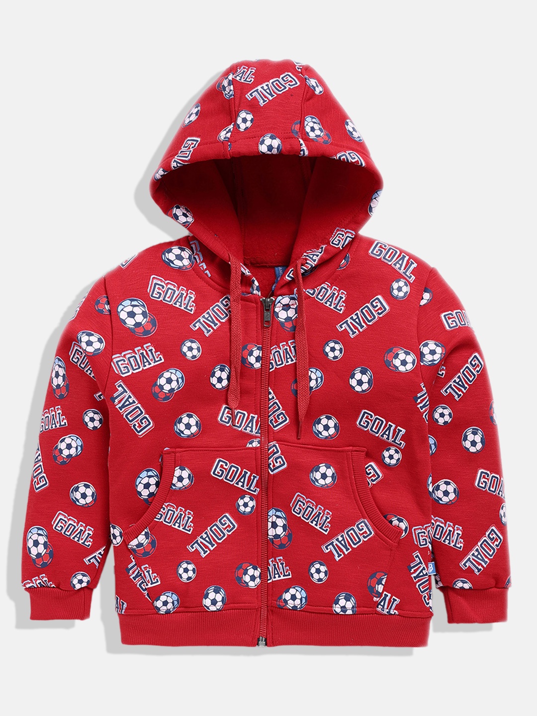 

GAME BEGINS Boys Premium Cotton Conversational Printed Hooded Sweatshirt, Red
