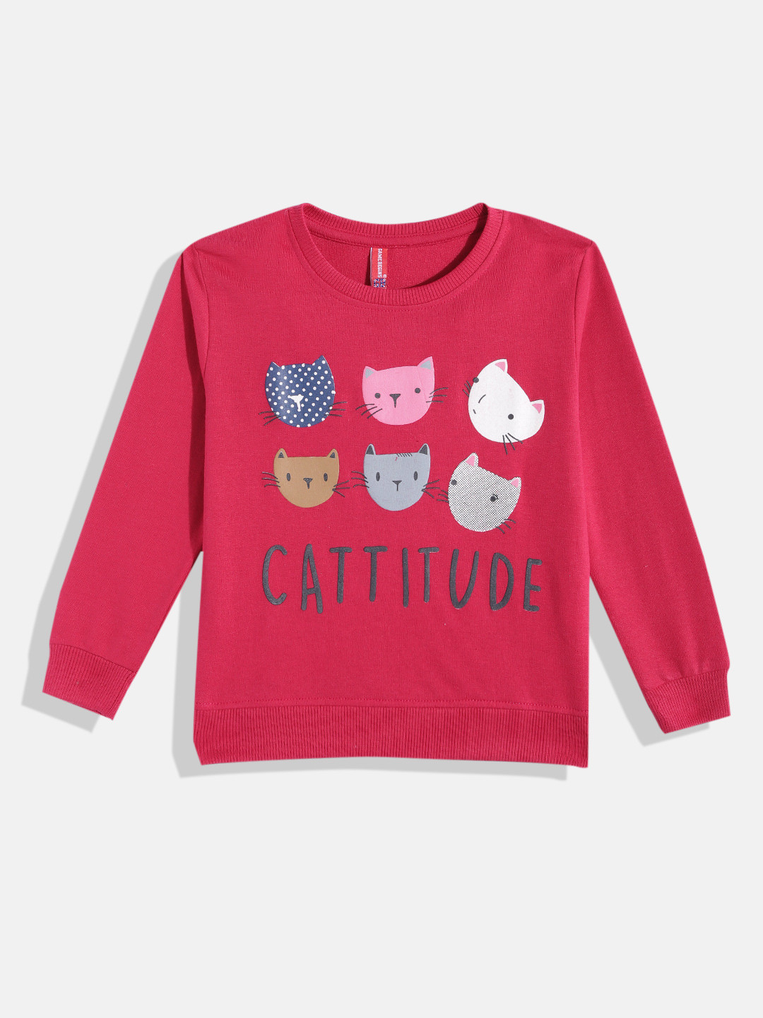 

GAME BEGINS Girls Conversational Printed Premium Cotton Sweatshirt, Red
