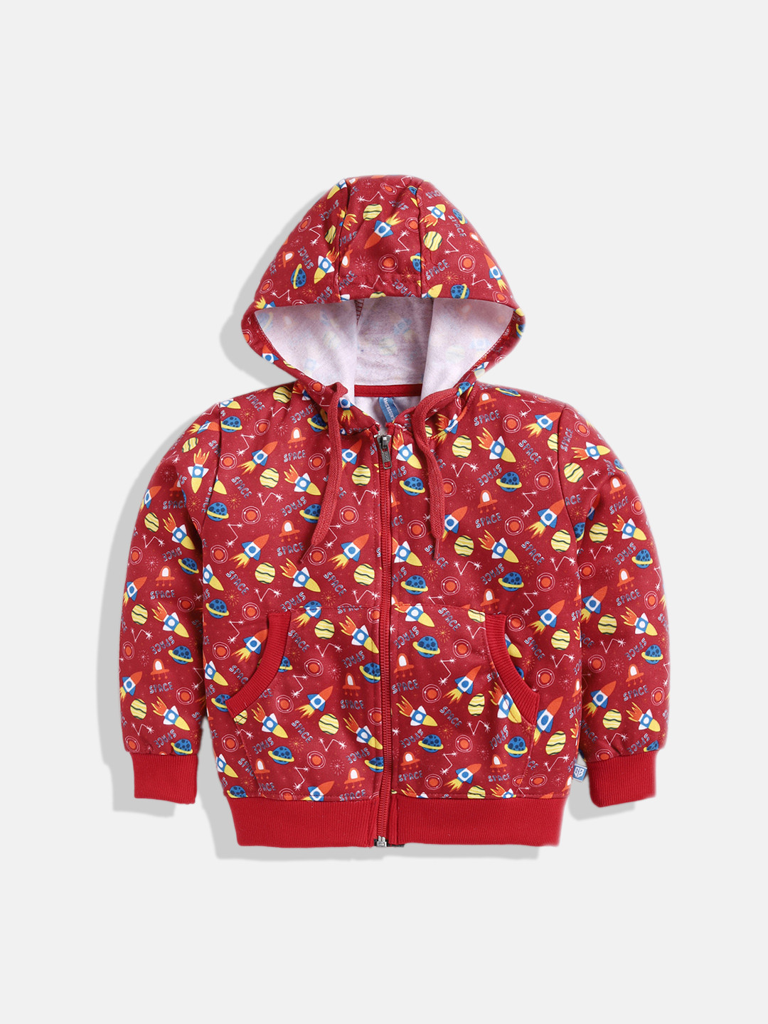 

GAME BEGINS Boys Premium Cotton Conversational Printed Hooded Sweatshirt, Red