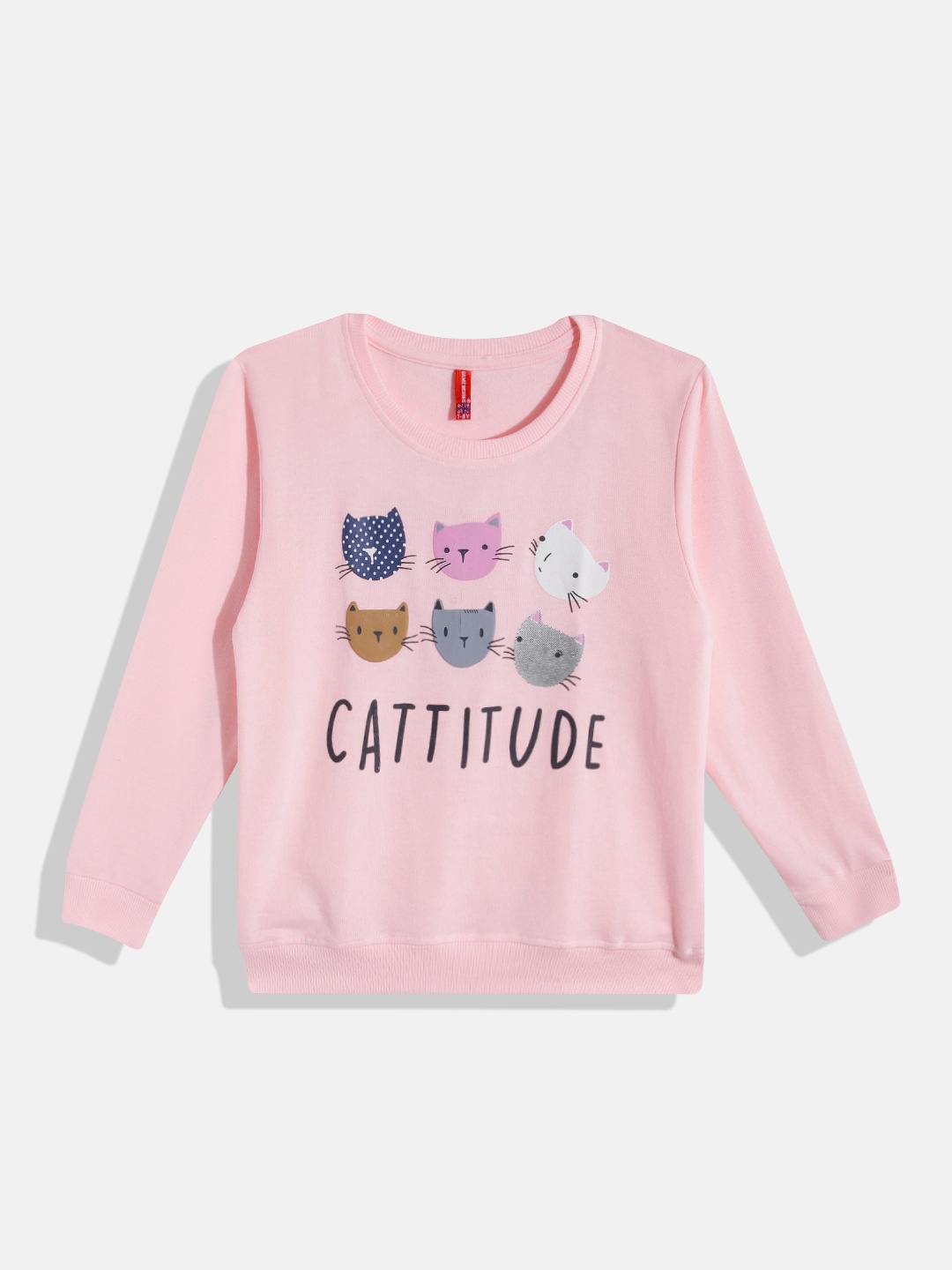 

GAME BEGINS Girls Conversational Printed Premium Cotton Sweatshirt, Pink