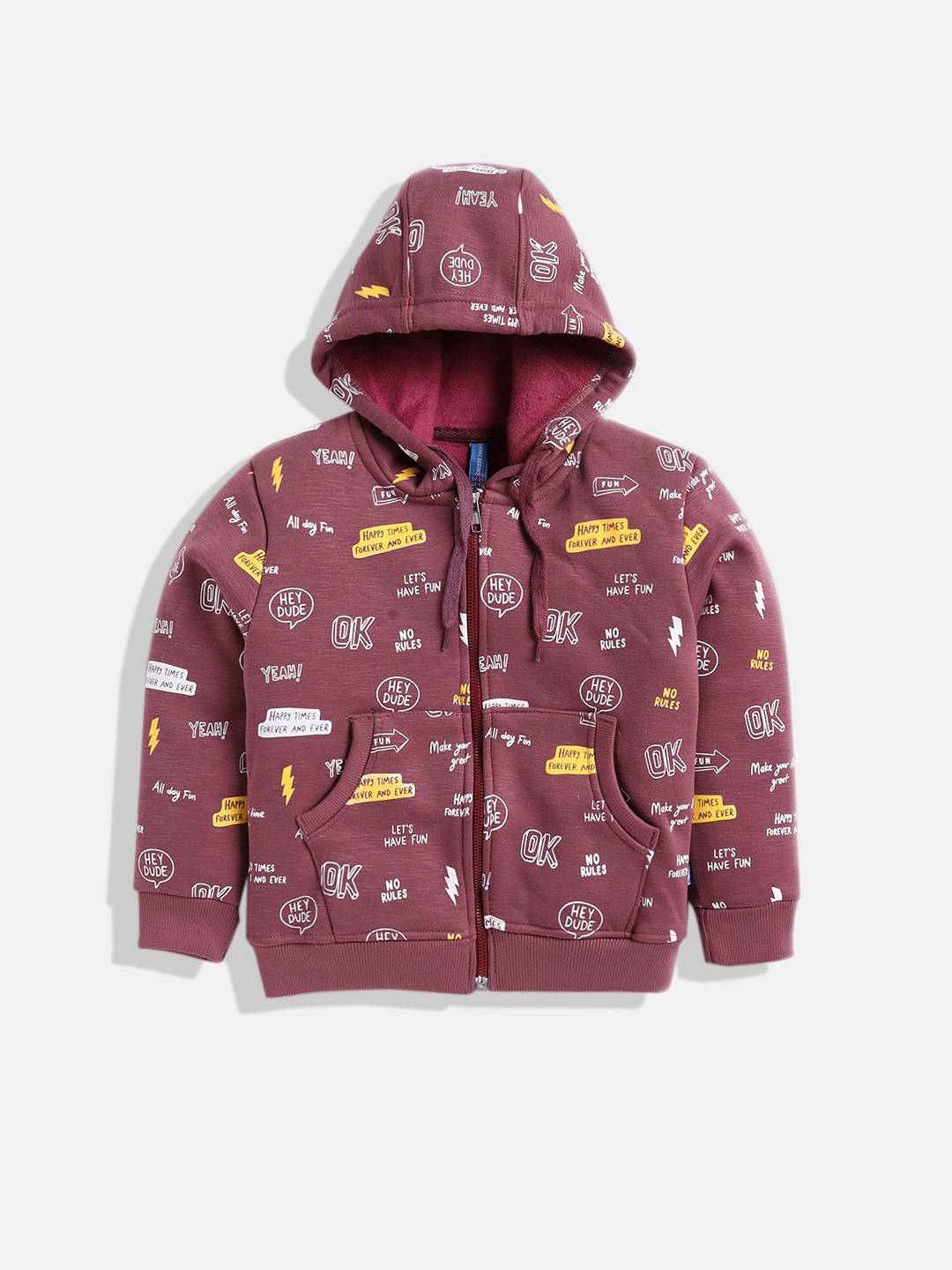 

GAME BEGINS Boys Premium Cotton Typography Detailed Hooded Sweatshirt, Mauve