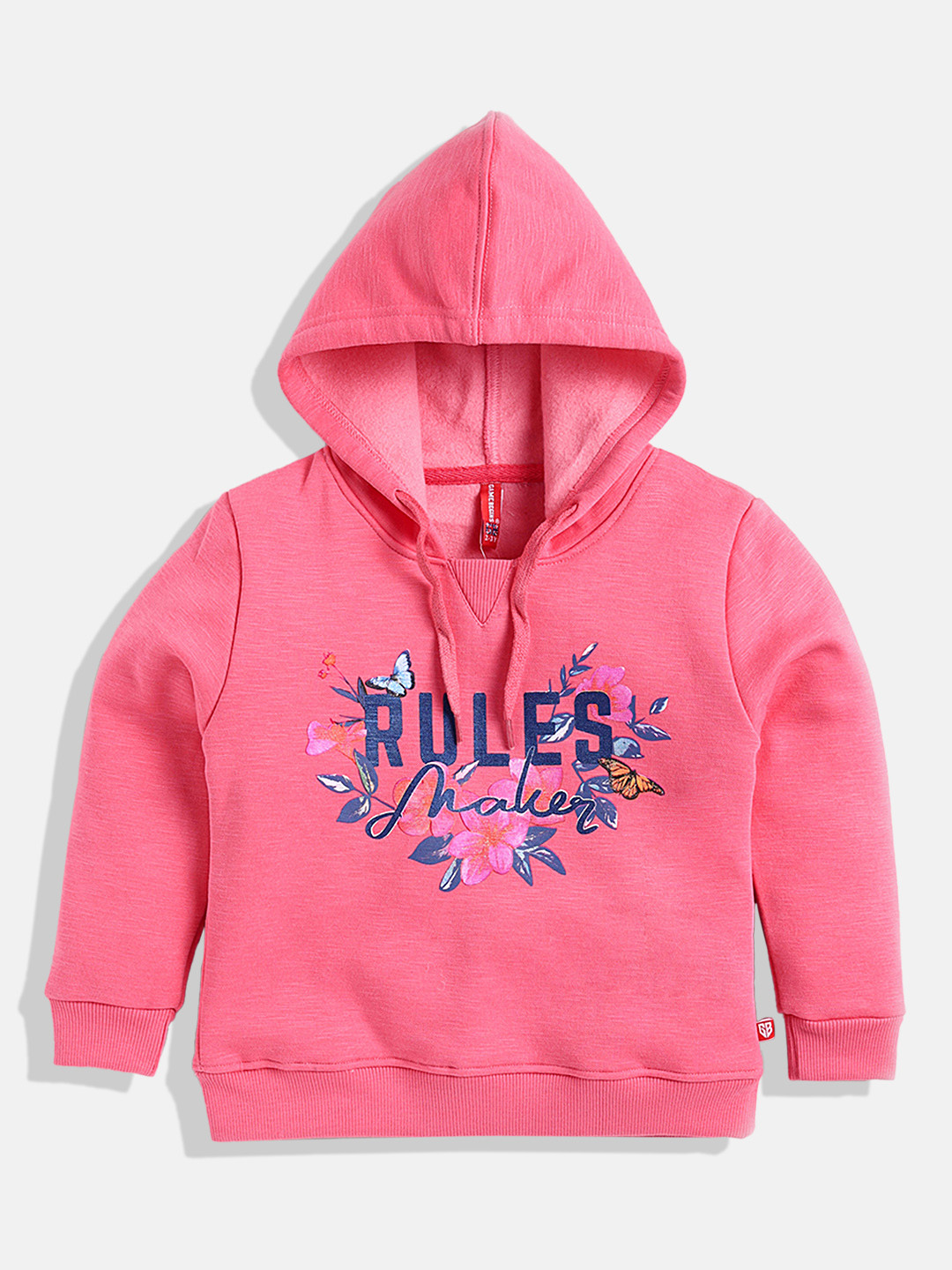 

GAME BEGINS Girls Printed Hooded Premium Cotton Sweatshirt, Pink